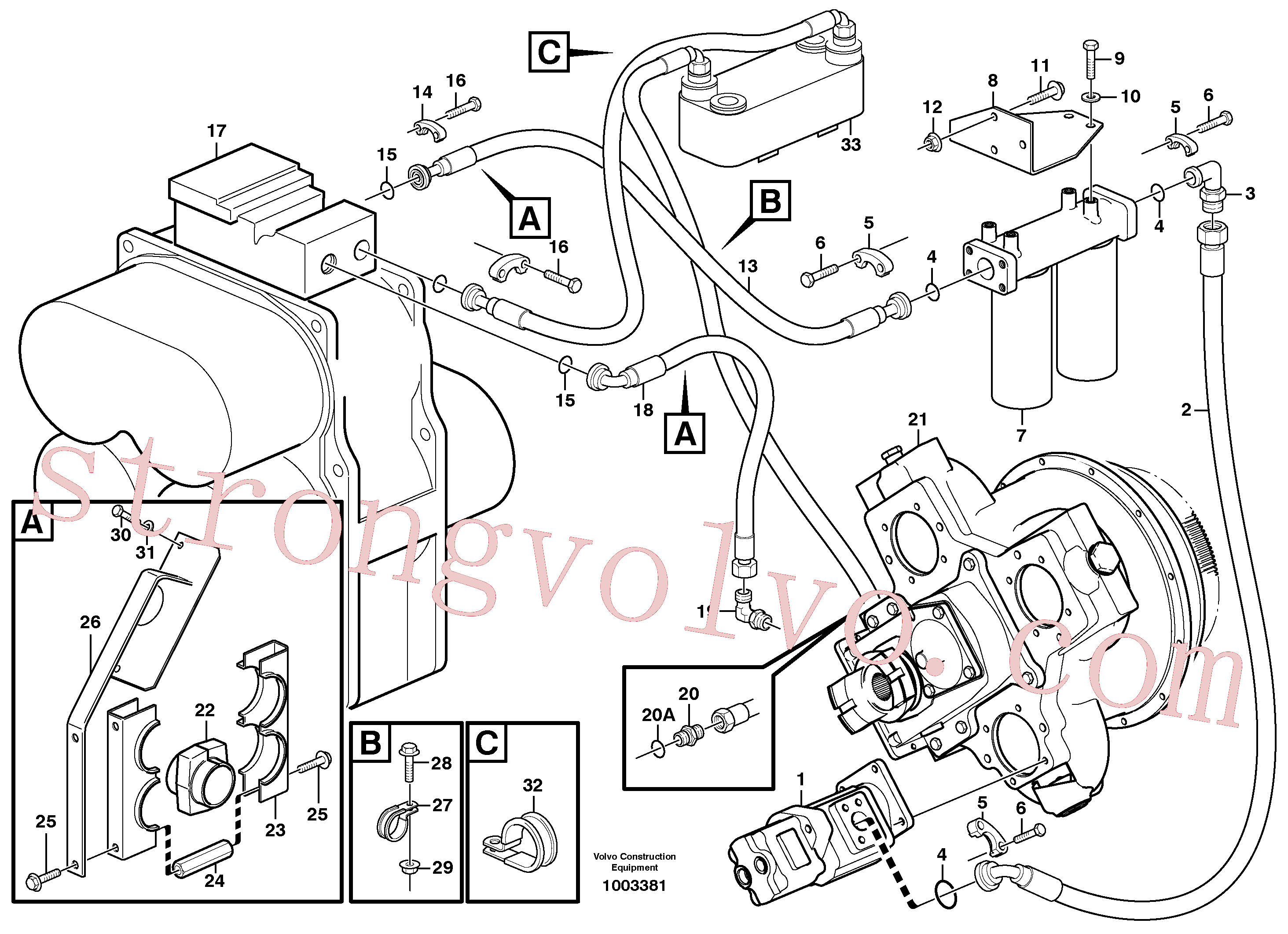 VOE982221 Volvo Transmissão: filtro de óleo, linhas de óleo(1003381 Montagem)