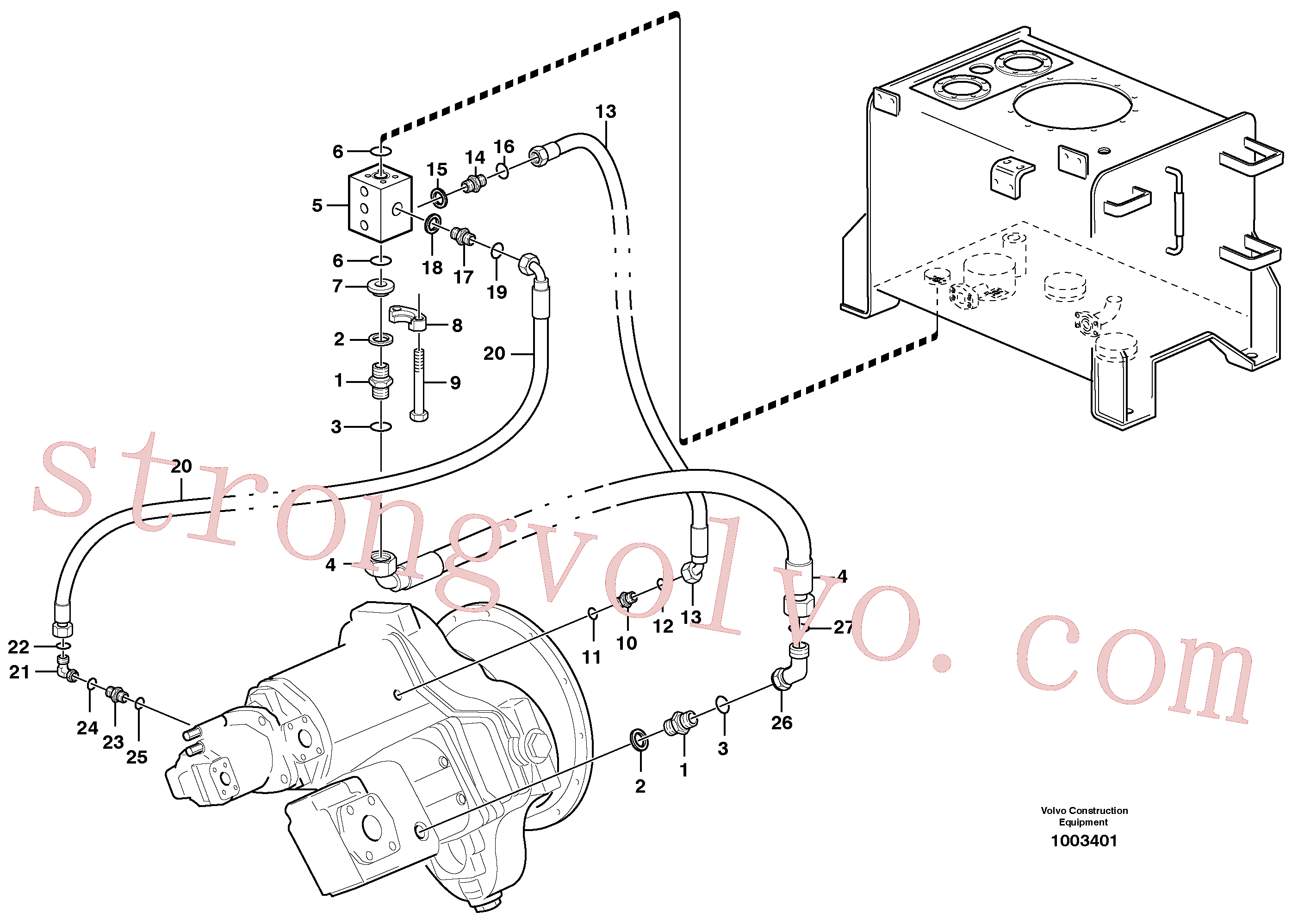 VOE14211586 Volvo Linha de purga do óleo, bomba(1003401 Montagem)