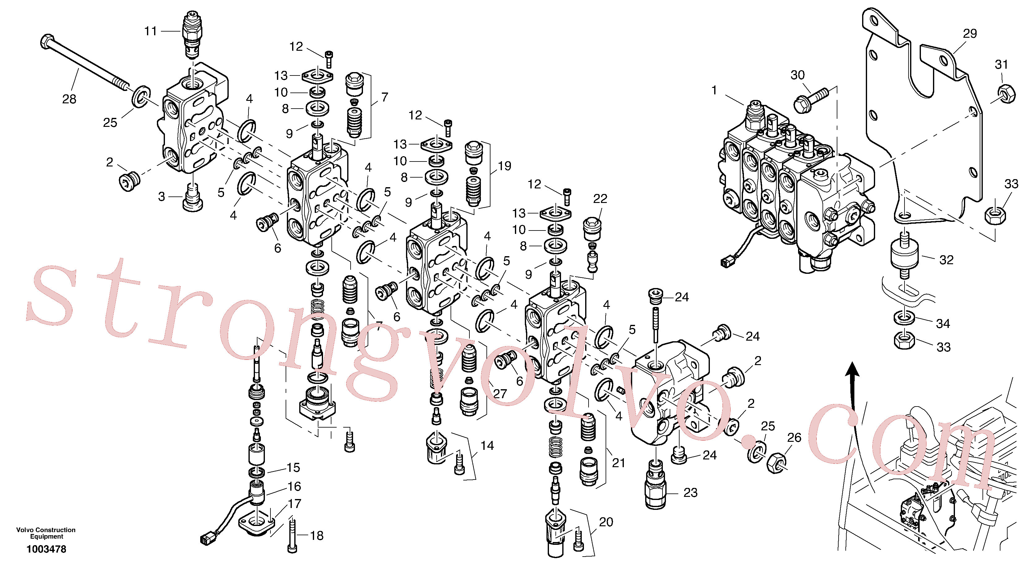 VOE11370341 Volvo Válvula de comando(1003478 Montagem)