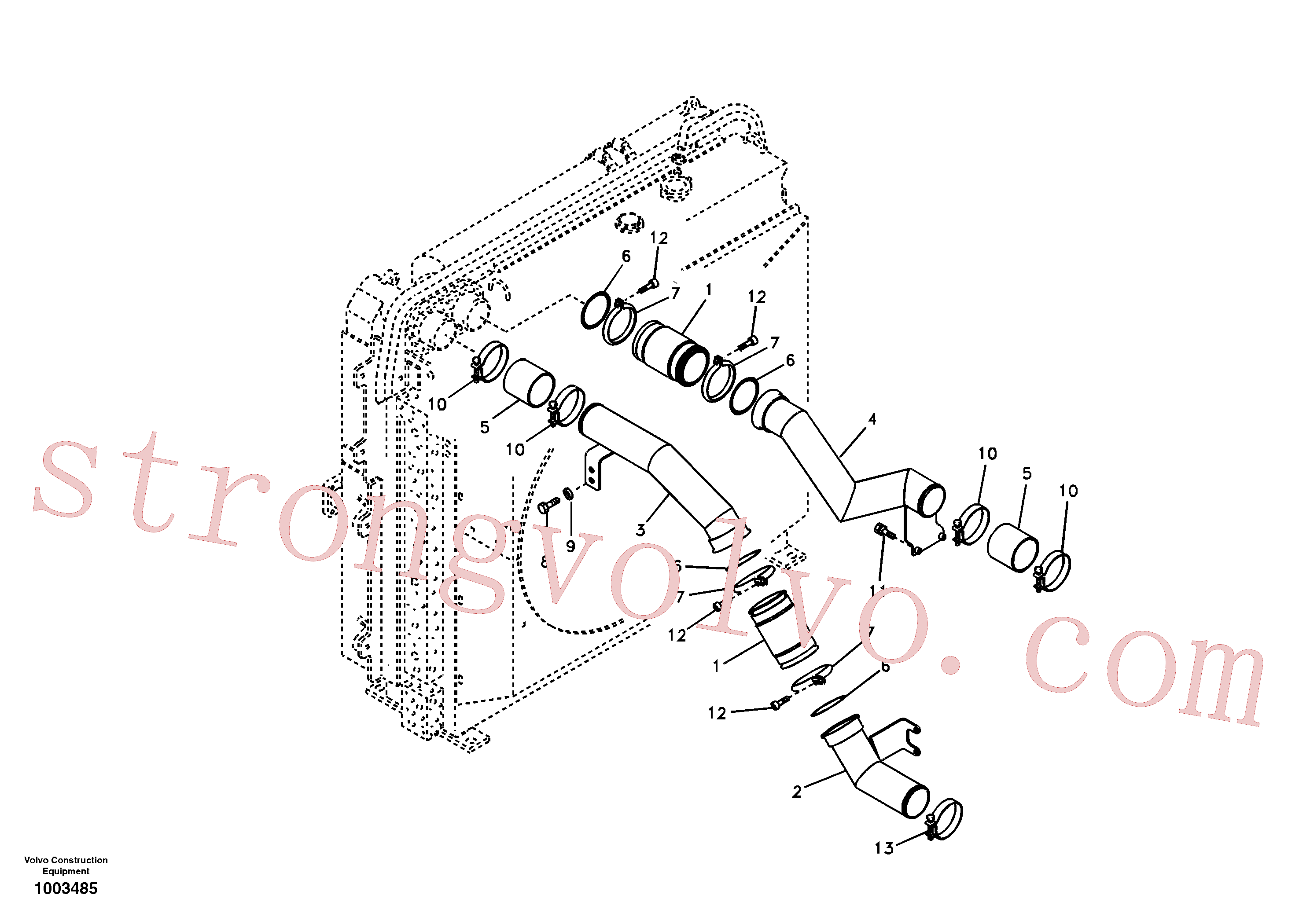 SA9313-10325 Volvo Arrefecedor de ar comprimido, tubagem(1003485 Montagem)