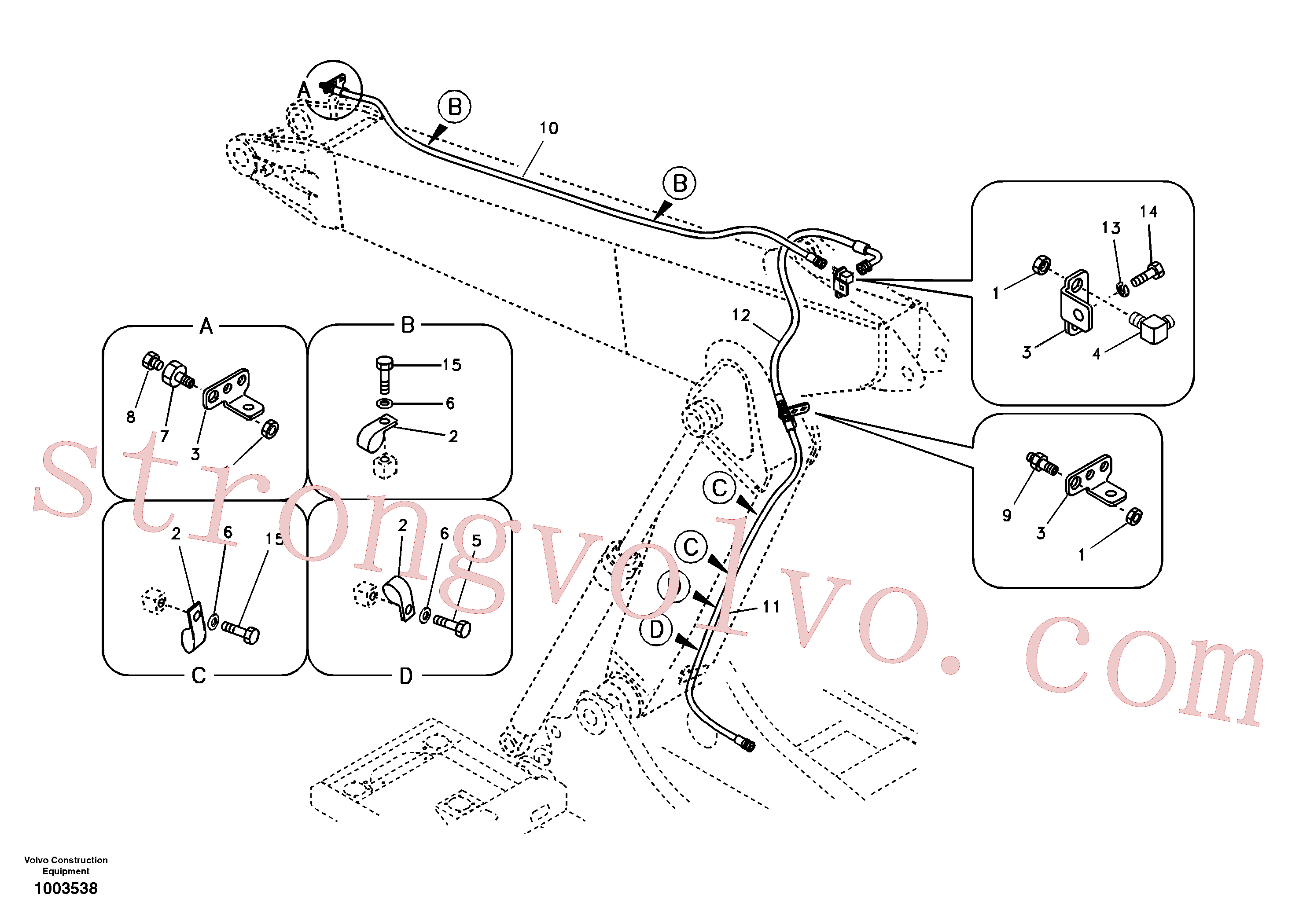 SA9453-04320 Volvo Hidráulica de serviço, fuga de óleo na lança ajustável(1003538 Montagem)
