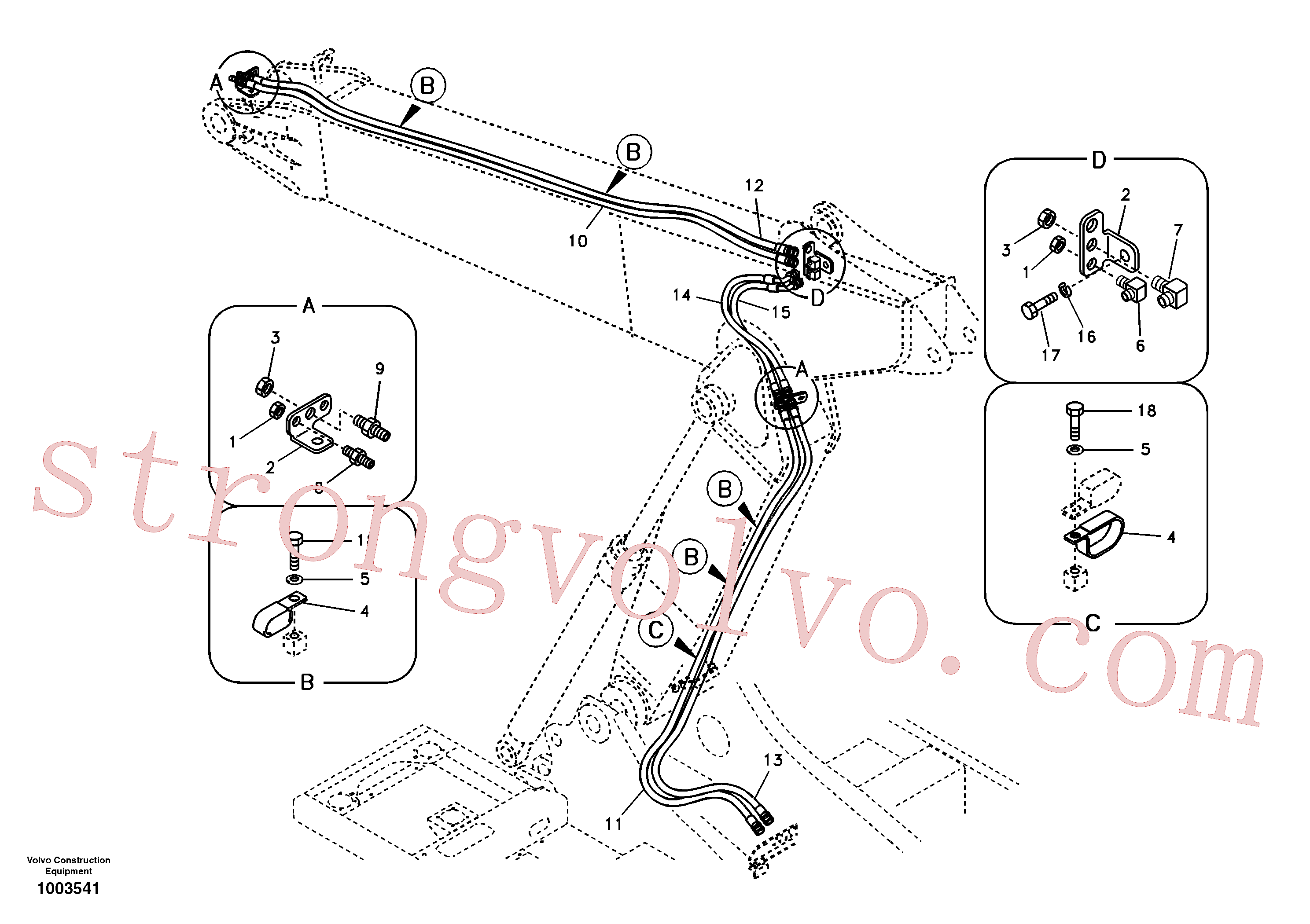 SA9453-02619 Volvo Hidráulica de serviço, encaixe rápido na lança ajustável(1003541 Montagem)