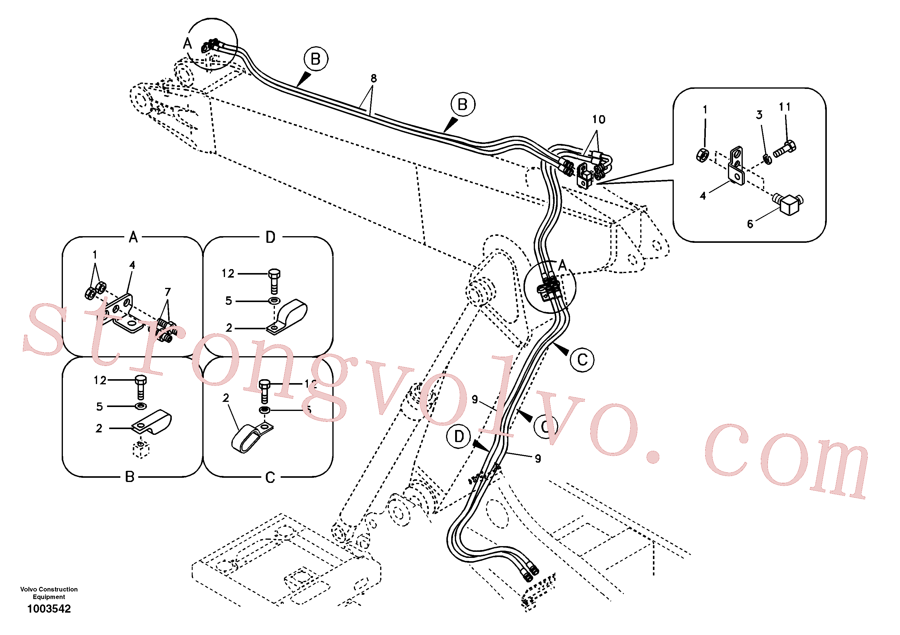 SA9451-03584 Volvo Hidráulica de serviço, inclinação e rotor na lança ajustável(1003542 Montagem)