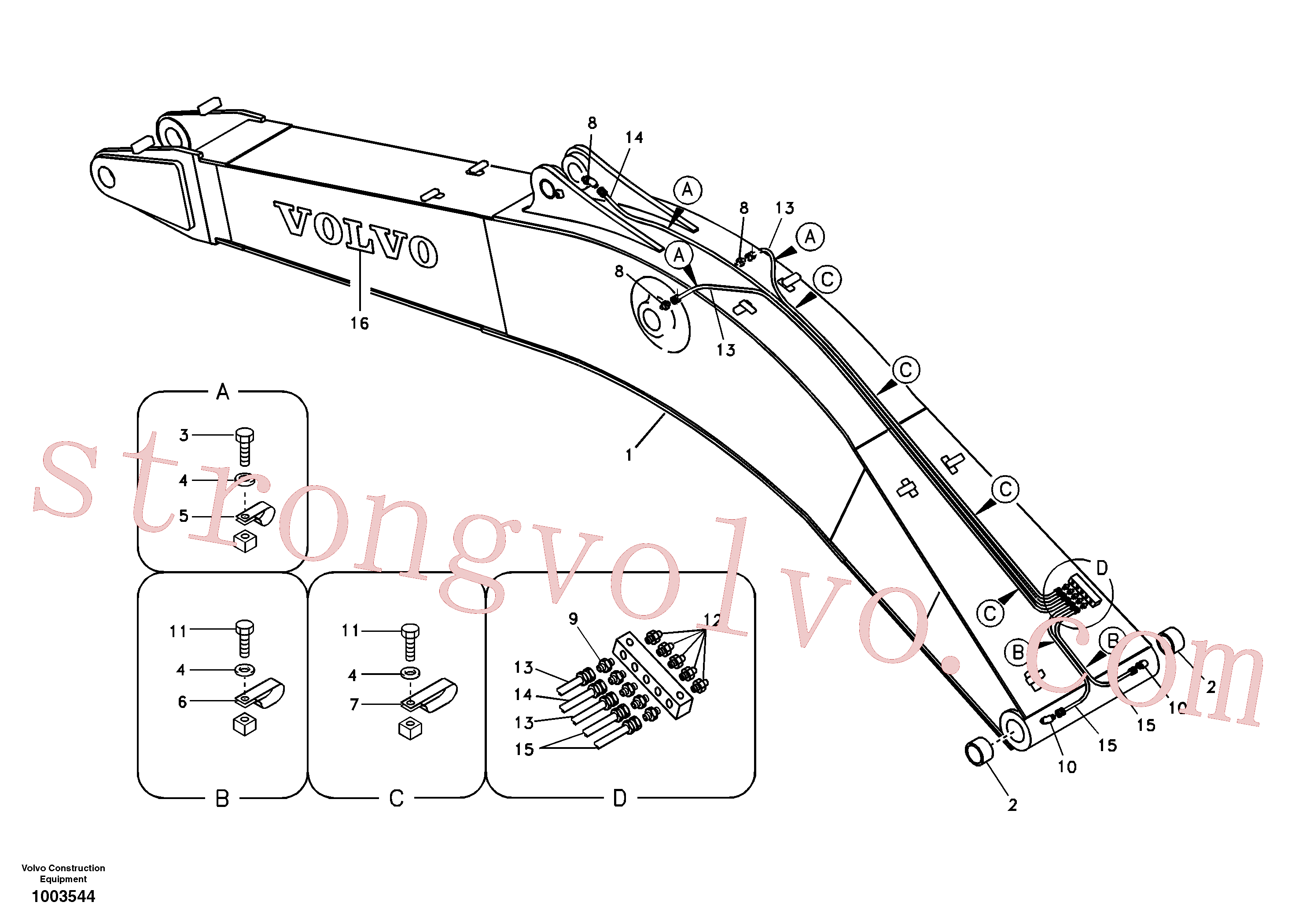 VOE14880674 Volvo Tubagem e lubrificação com massa da lança(1003544 Montagem)