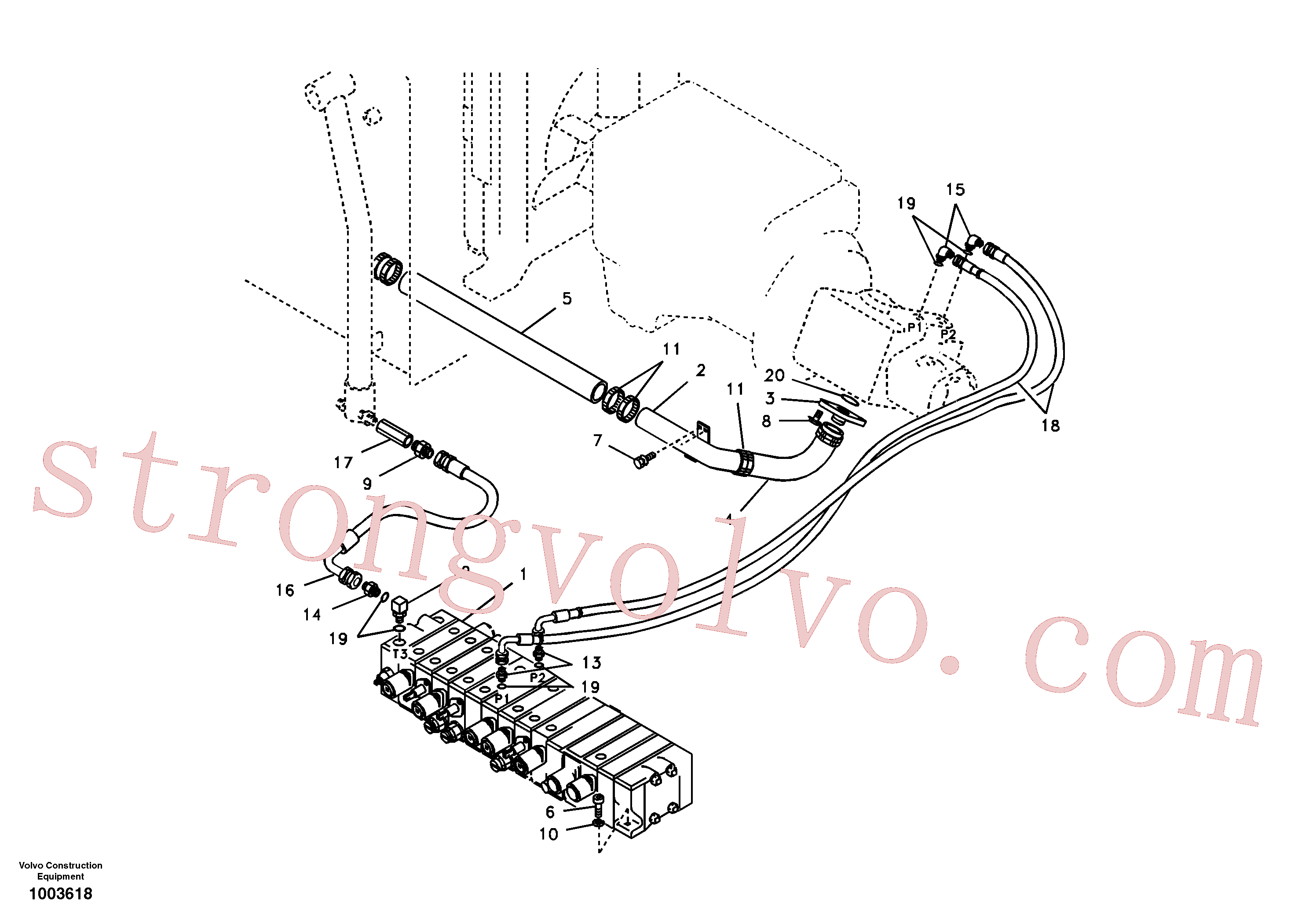 SA9453-44738 Volvo Sistema hidráulico, tanque hidráulico para a bomba hidráulica(1003618 Montagem)