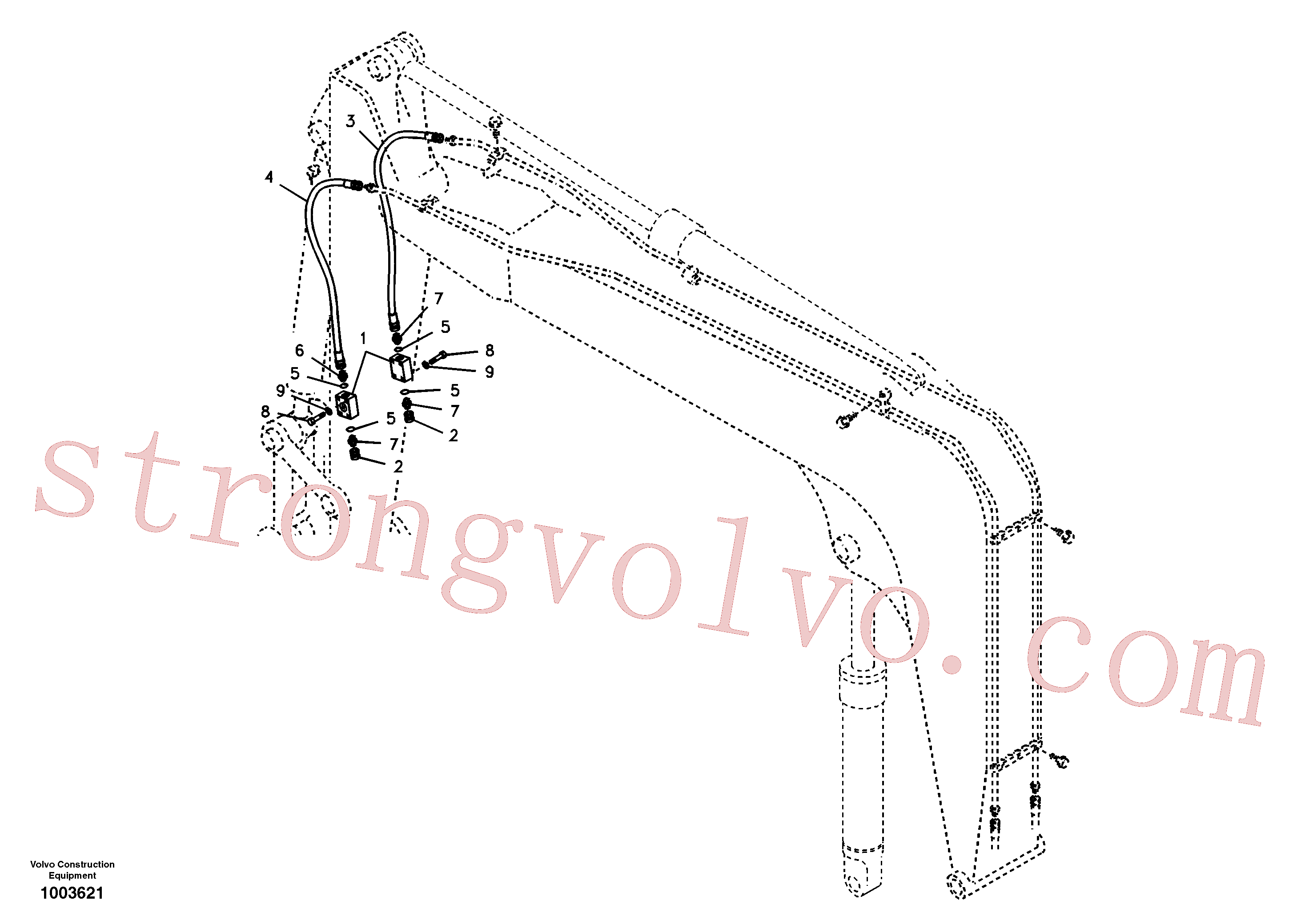 SA9451-14720 Volvo Hidráulica de serviço, martelo e cortador para lança(1003621 Montagem)