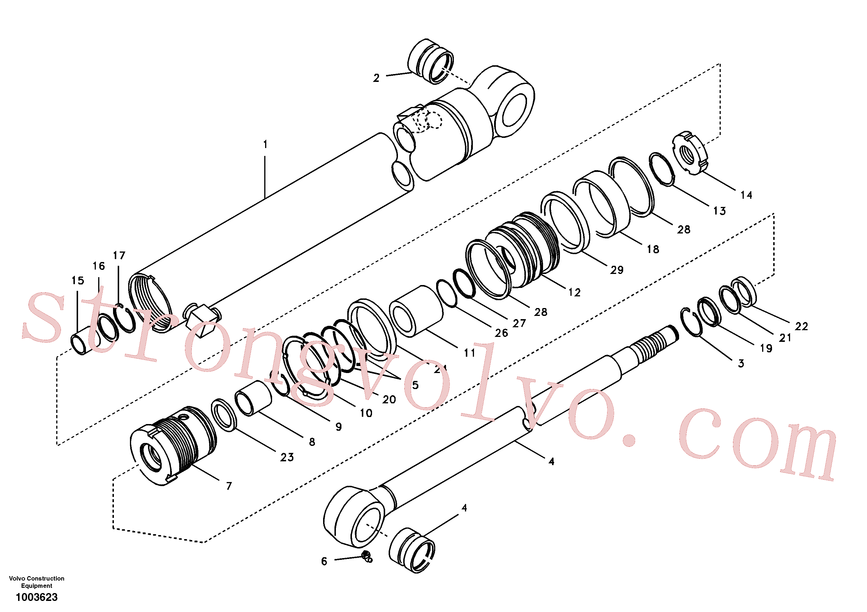 VOE14503581 Volvo Cilindro do braço de afundamento(1003623 Montagem)