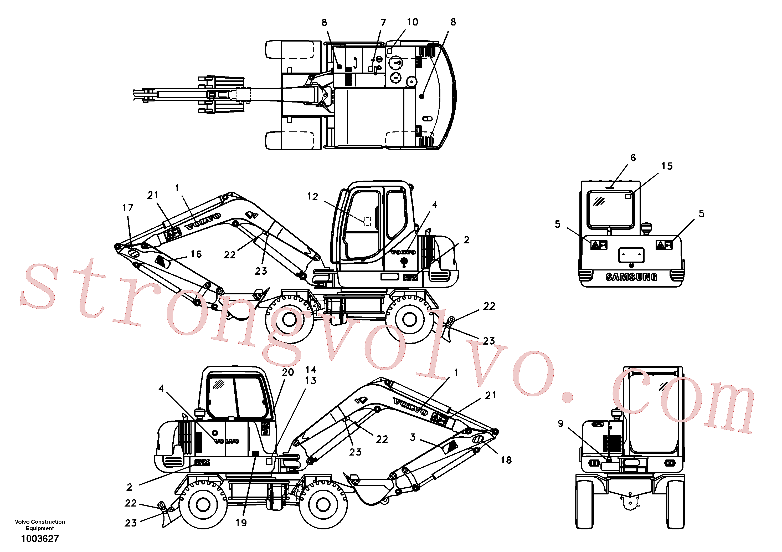 SAP4100152 Volvo Etiqueta adesiva, localização exterior(1003627 Montagem)