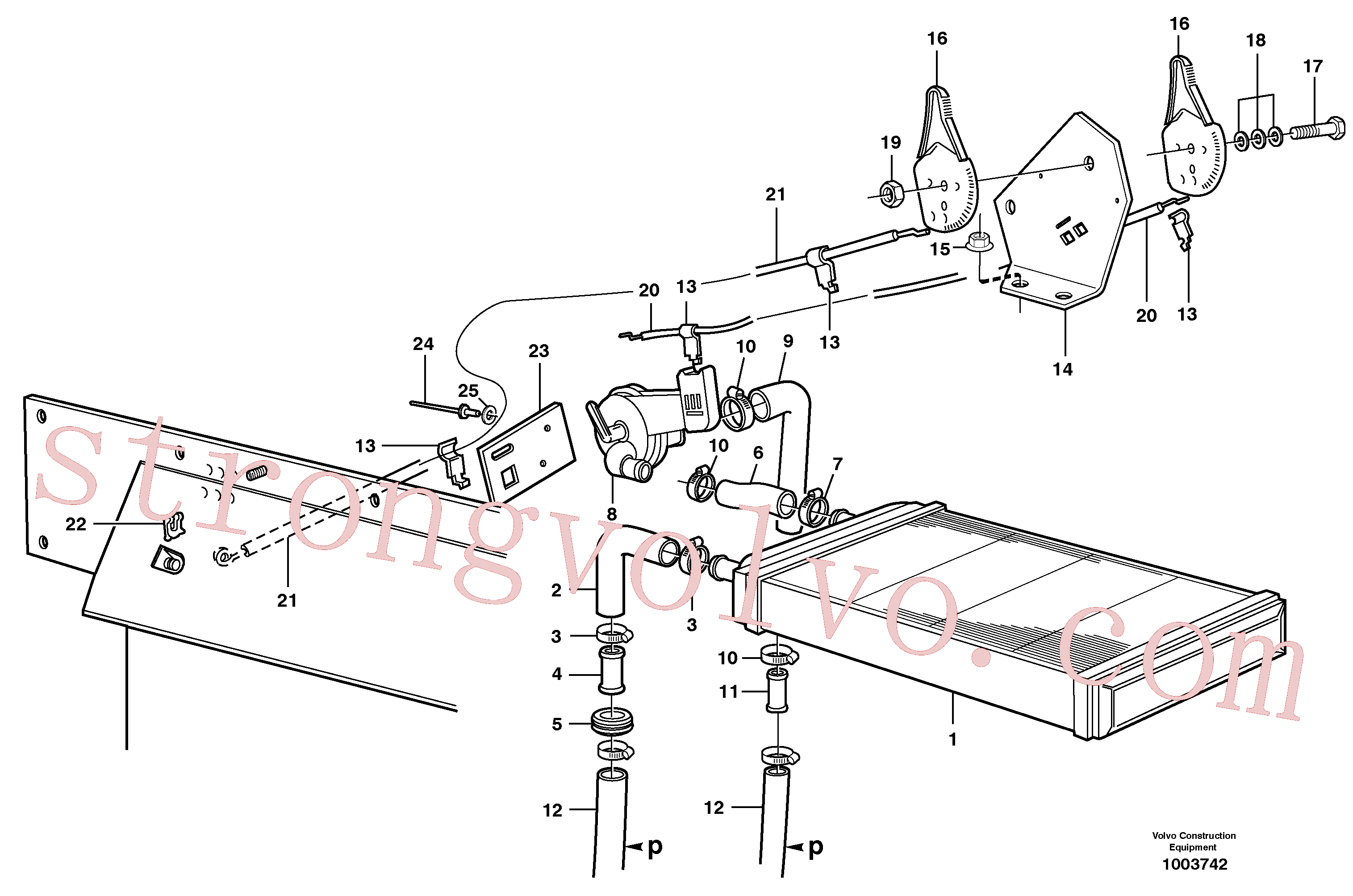VOE981708 Volvo Radiador e comando(1003742 Montagem)