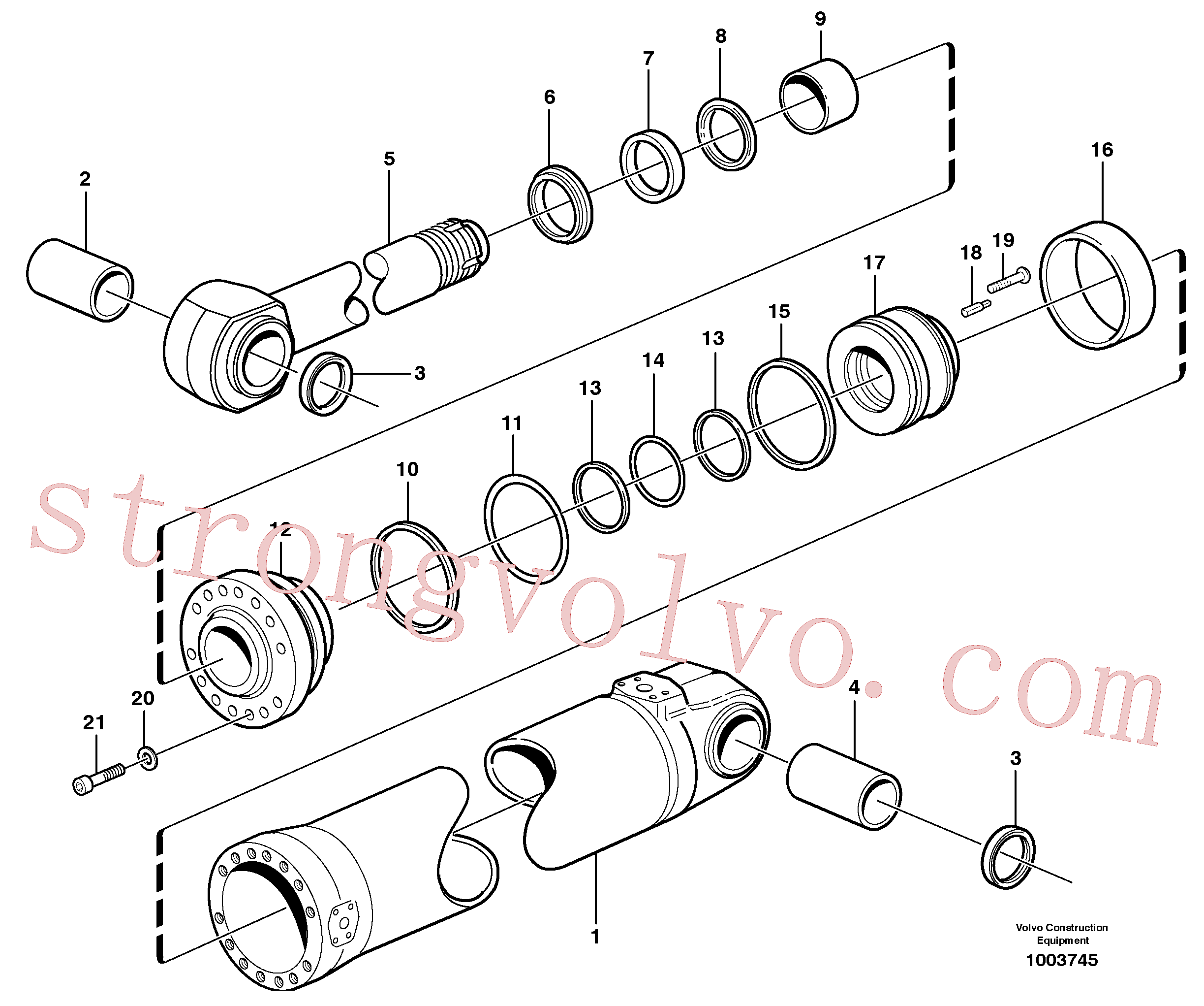 VOE947999 Volvo Cilindro hidráulico, rotação(1003745 Montagem)