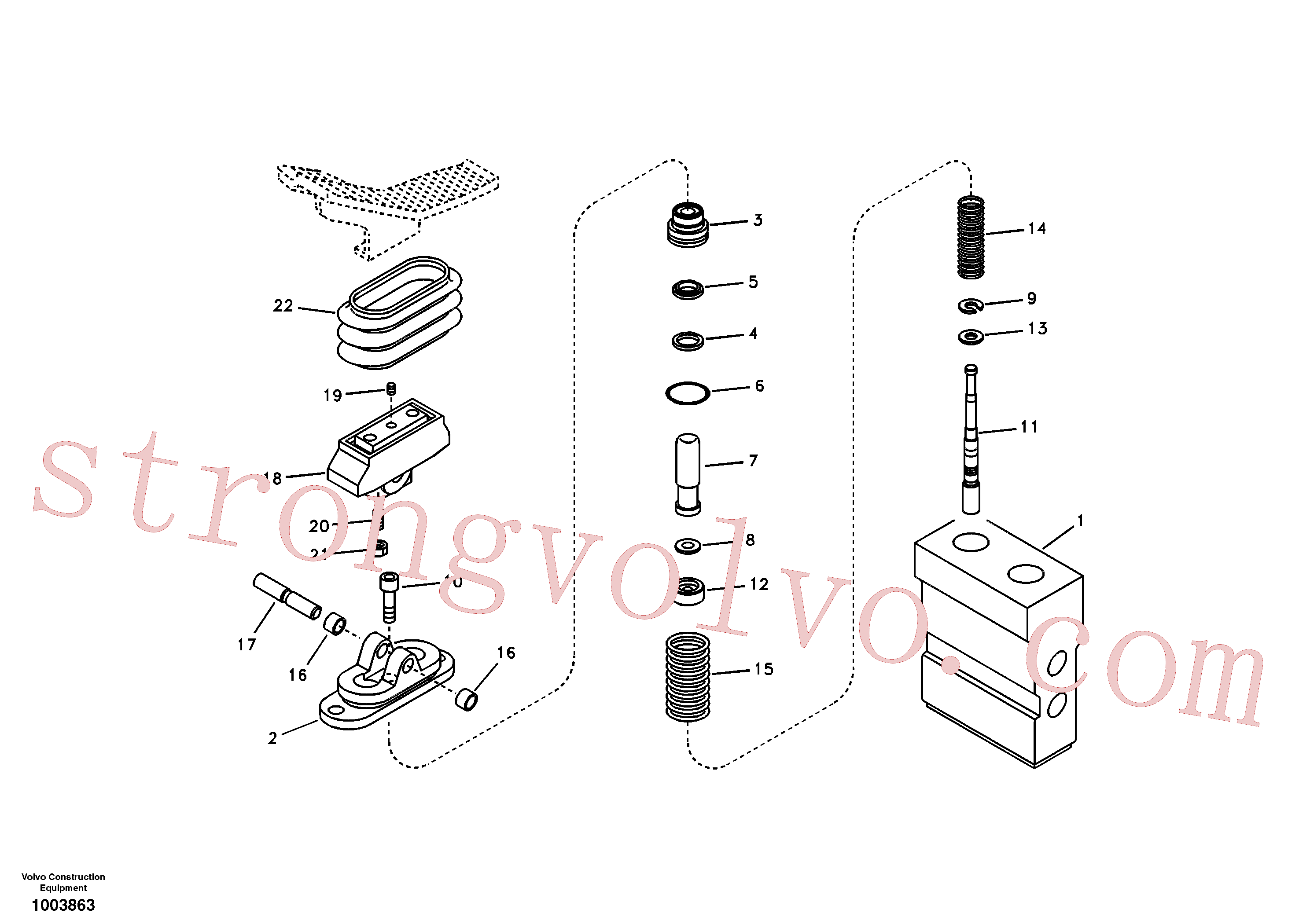 SA8130-00630 Volvo Hidráulica de serviço, pedal da válvula de comando à distância para martelo e cortador(1003863 Montagem)