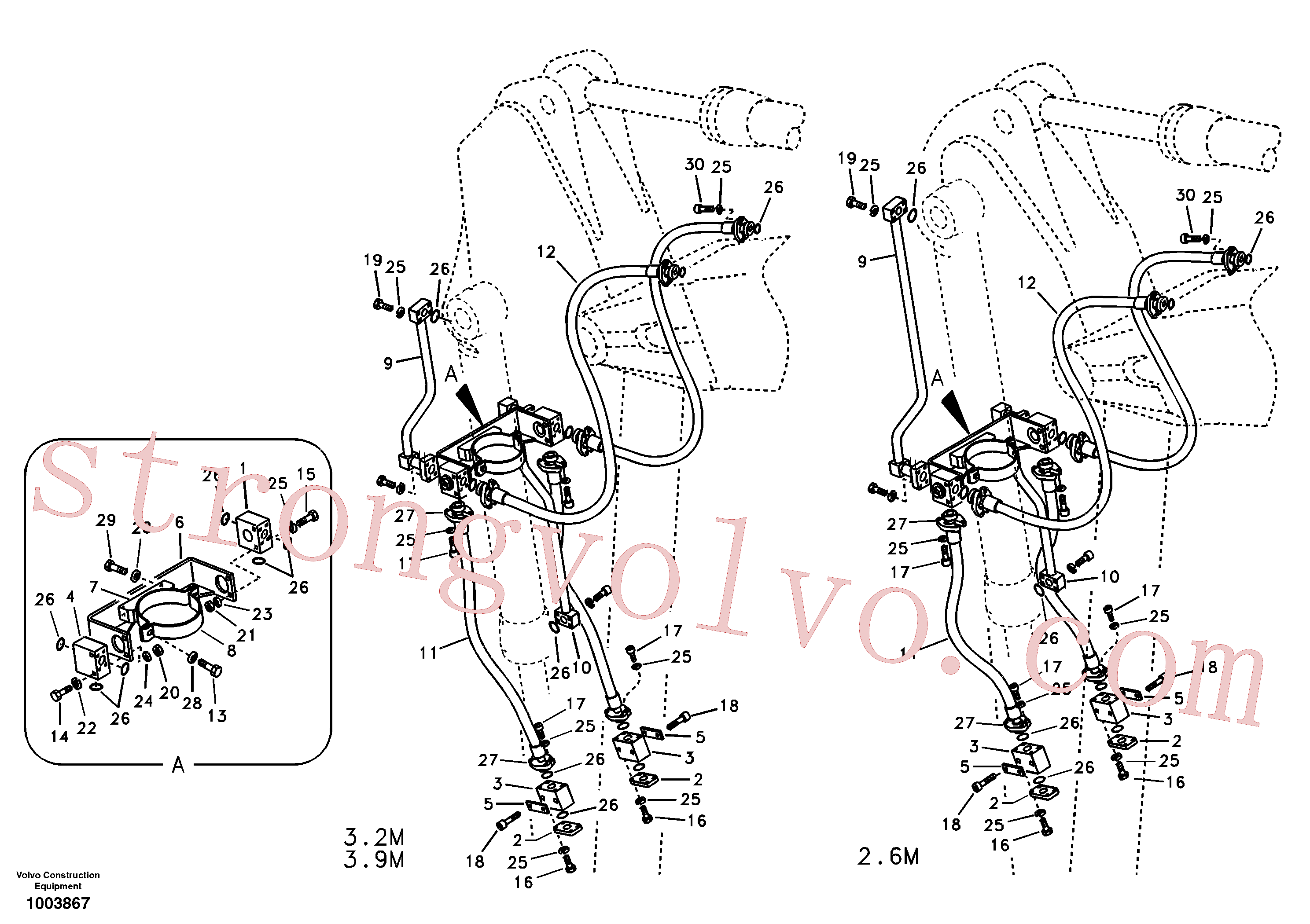 SA9016-21214 Volvo Hidráulica de serviços, balde articulado(1003867 Montagem)
