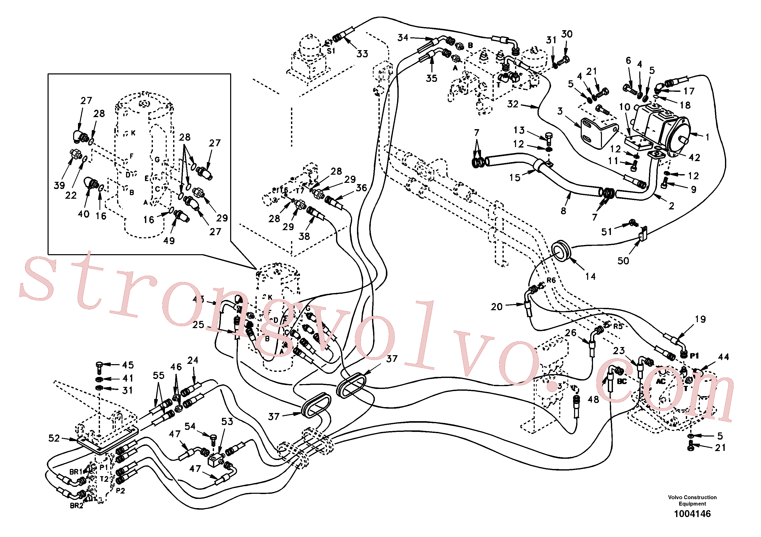 SA9411-90430 Volvo Sistema hidráulico, linha de travão superior(1004146 Montagem)