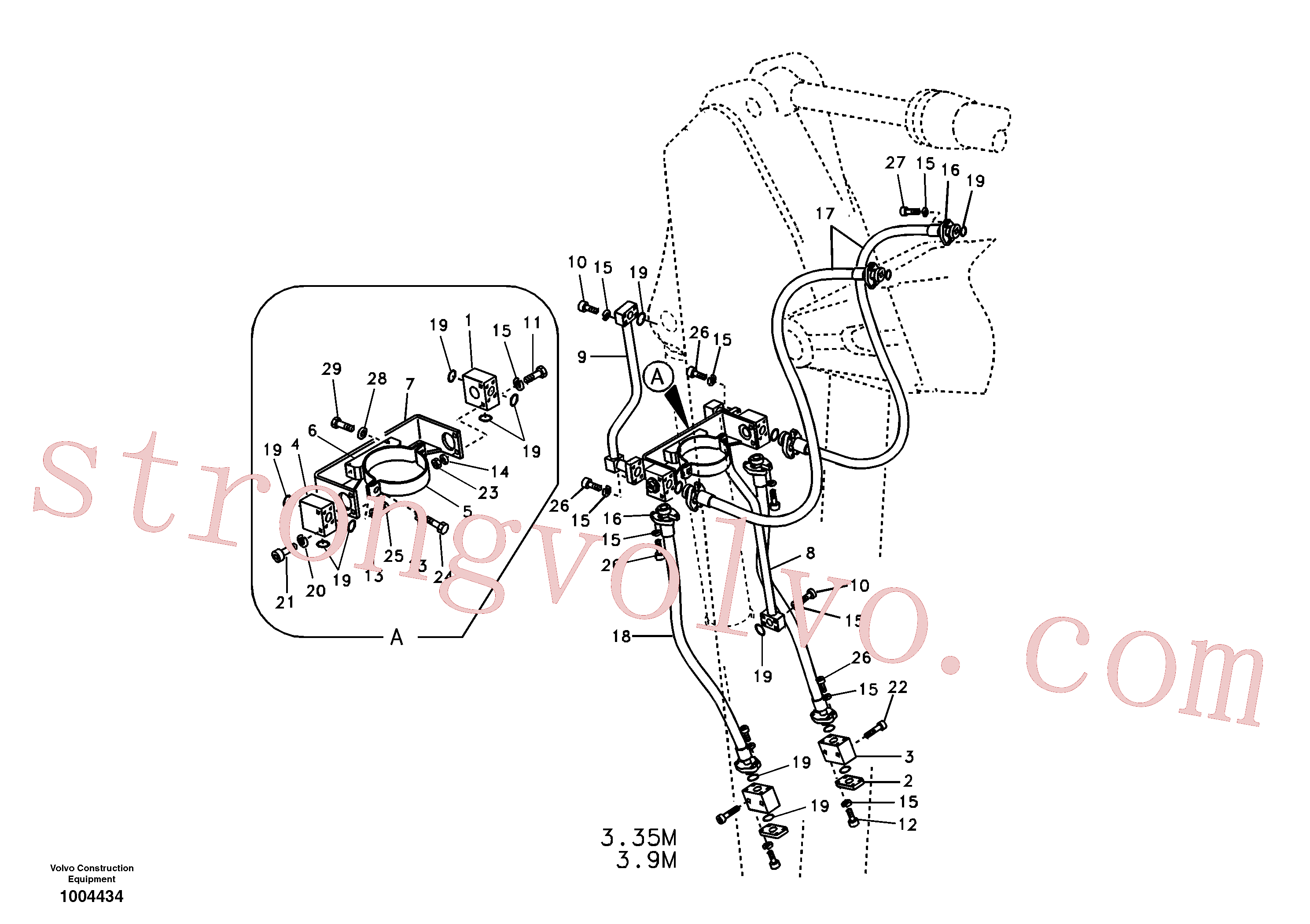 SA9016-21214 Volvo Hidráulica de serviços, balde articulado(1004434 Montagem)
