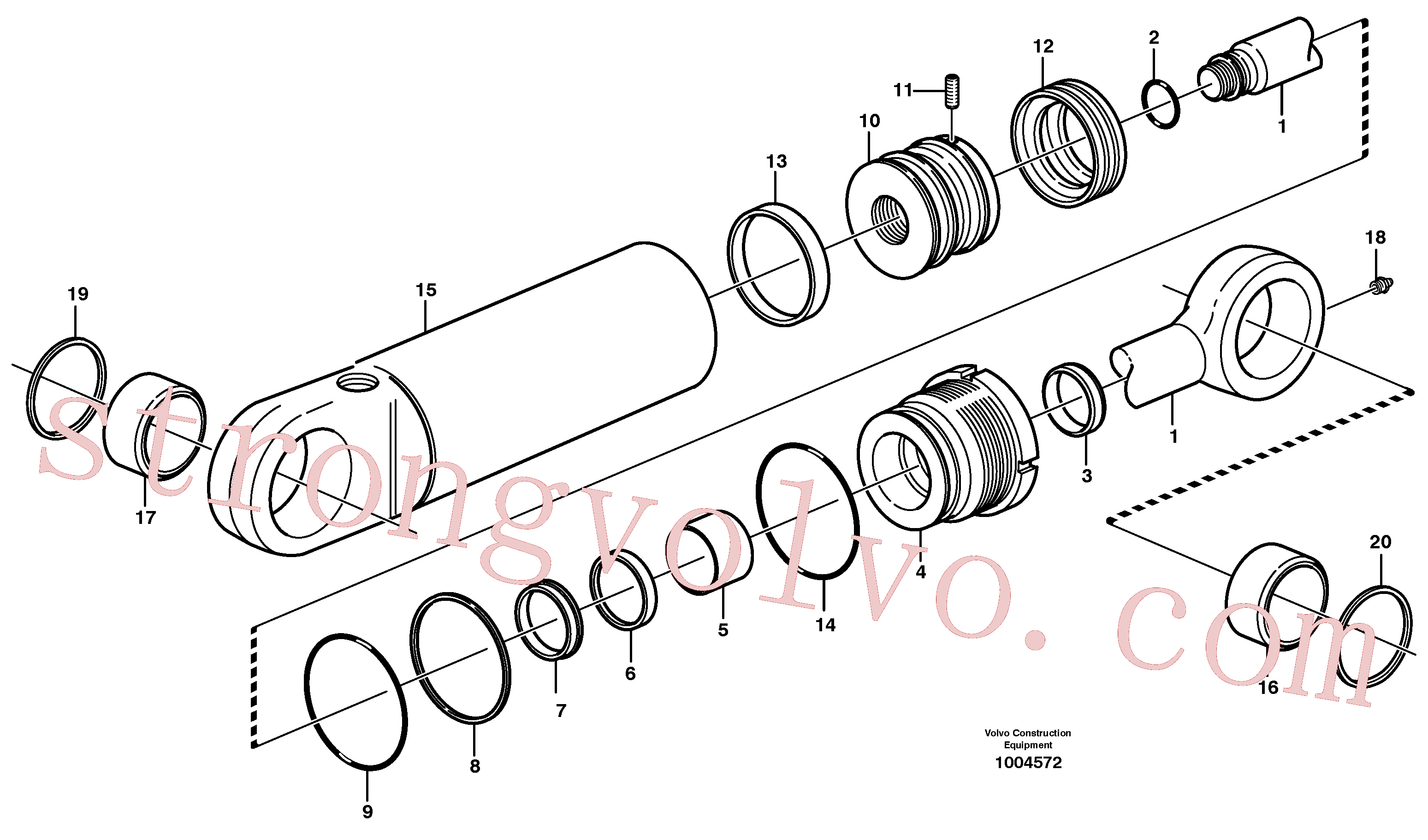 VOE11883675 Volvo Cilindro hidráulico(1004572 Montagem)