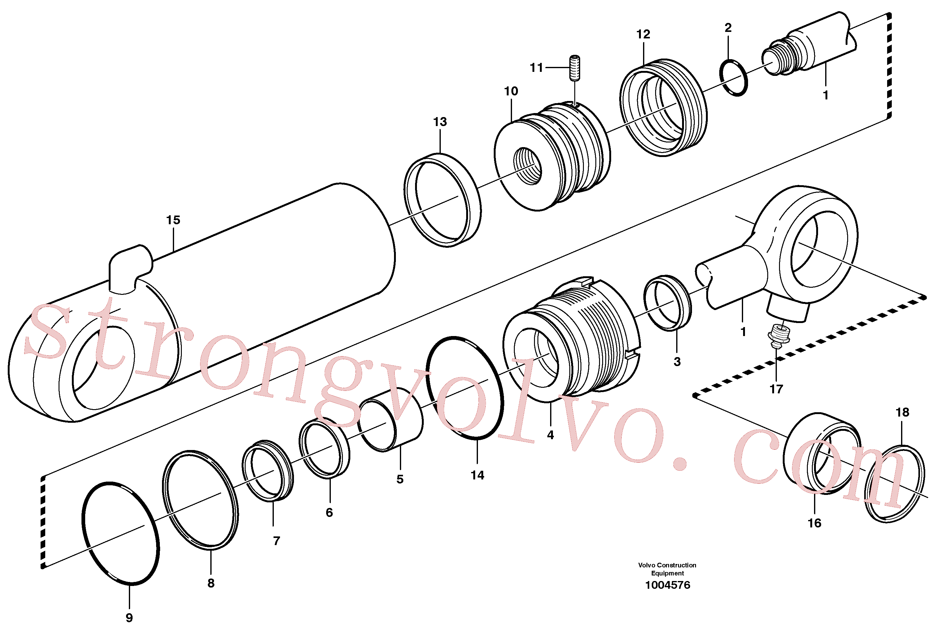 VOE11709605 Volvo Cilindro de balde(1004576 Montagem)