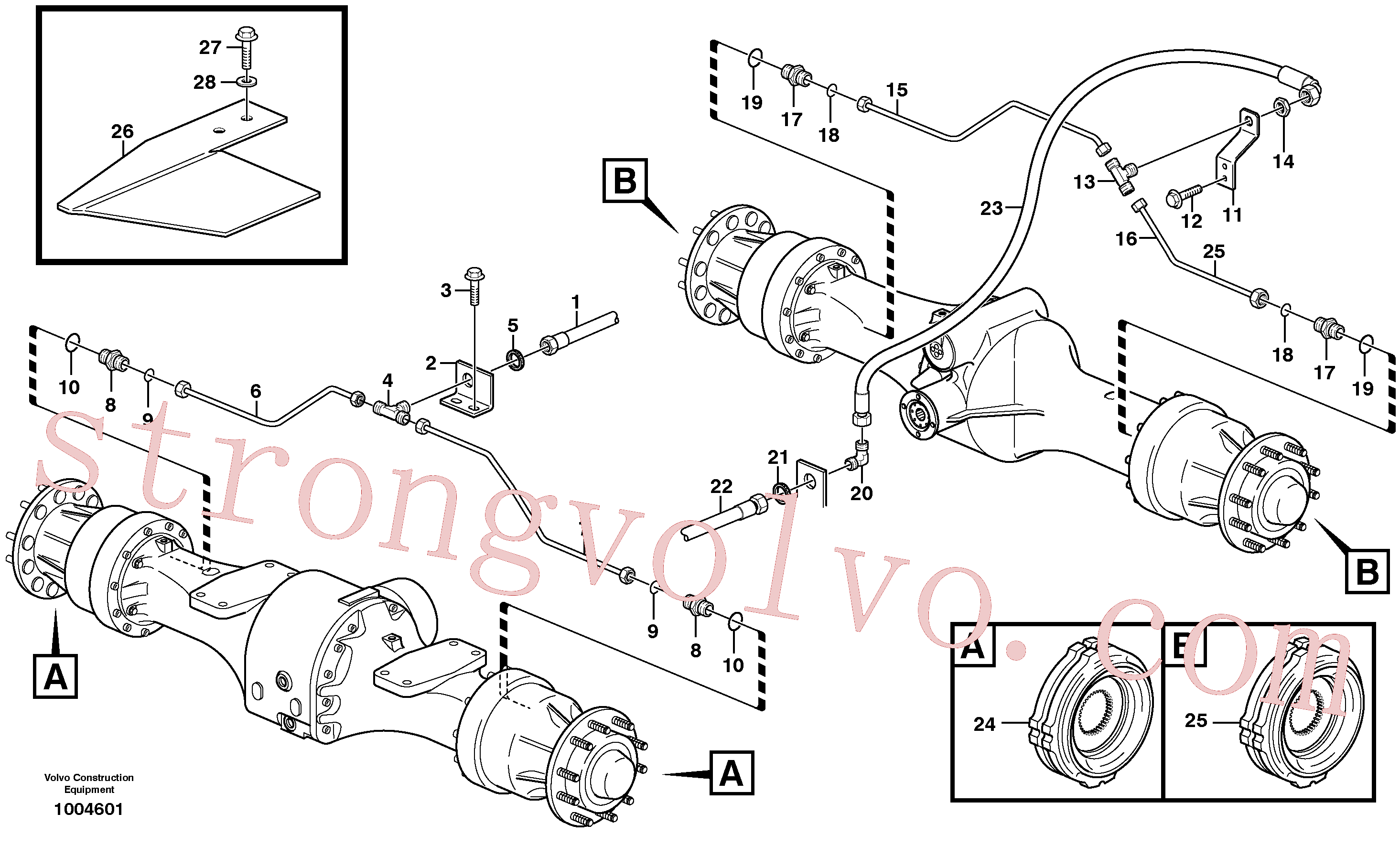 VOE935604 Volvo Tubos de travão, eixos dianteiro e traseiro(1004601 Montagem)