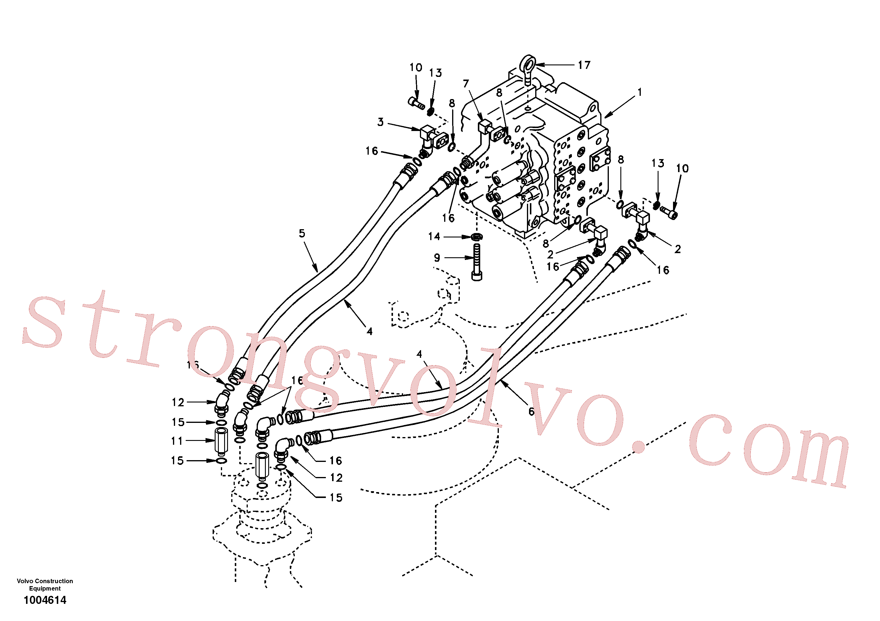 VOE14504221 Volvo Linha da rótula, válvula de comando à rótula(1004614 Montagem)