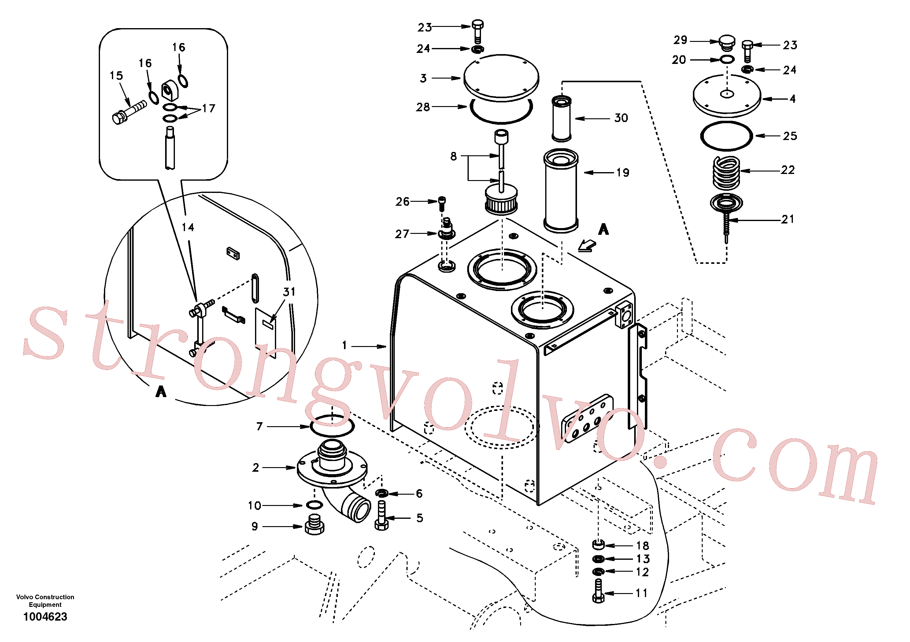 SA1141-01021 Volvo Depósito de óleo hidráulico(1004623 Montagem)