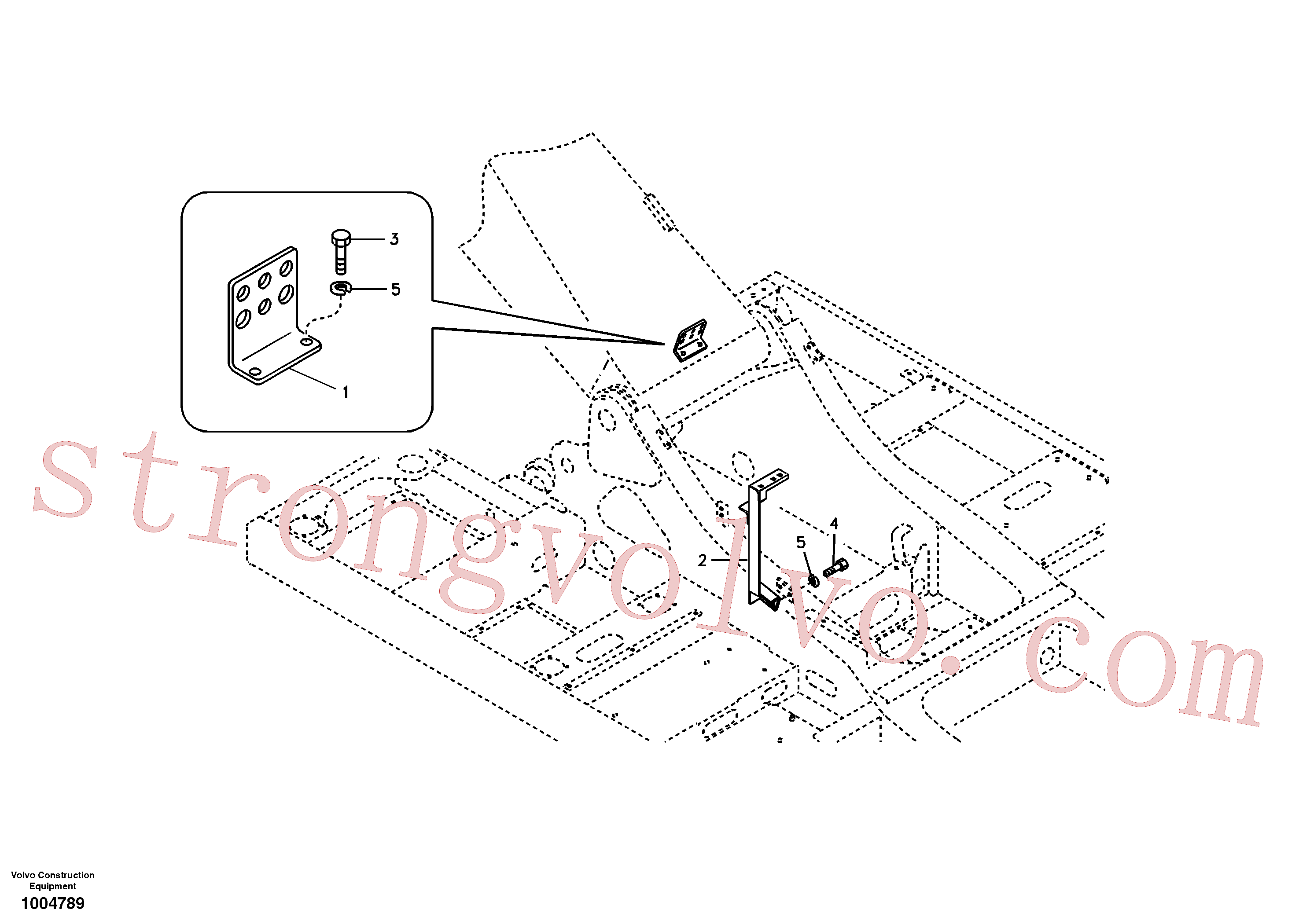VOE14518882 Volvo Suporte das linhas hidráulicas - encaixe rápido, rotor, ruptura da mangueira(1004789 Montagem)