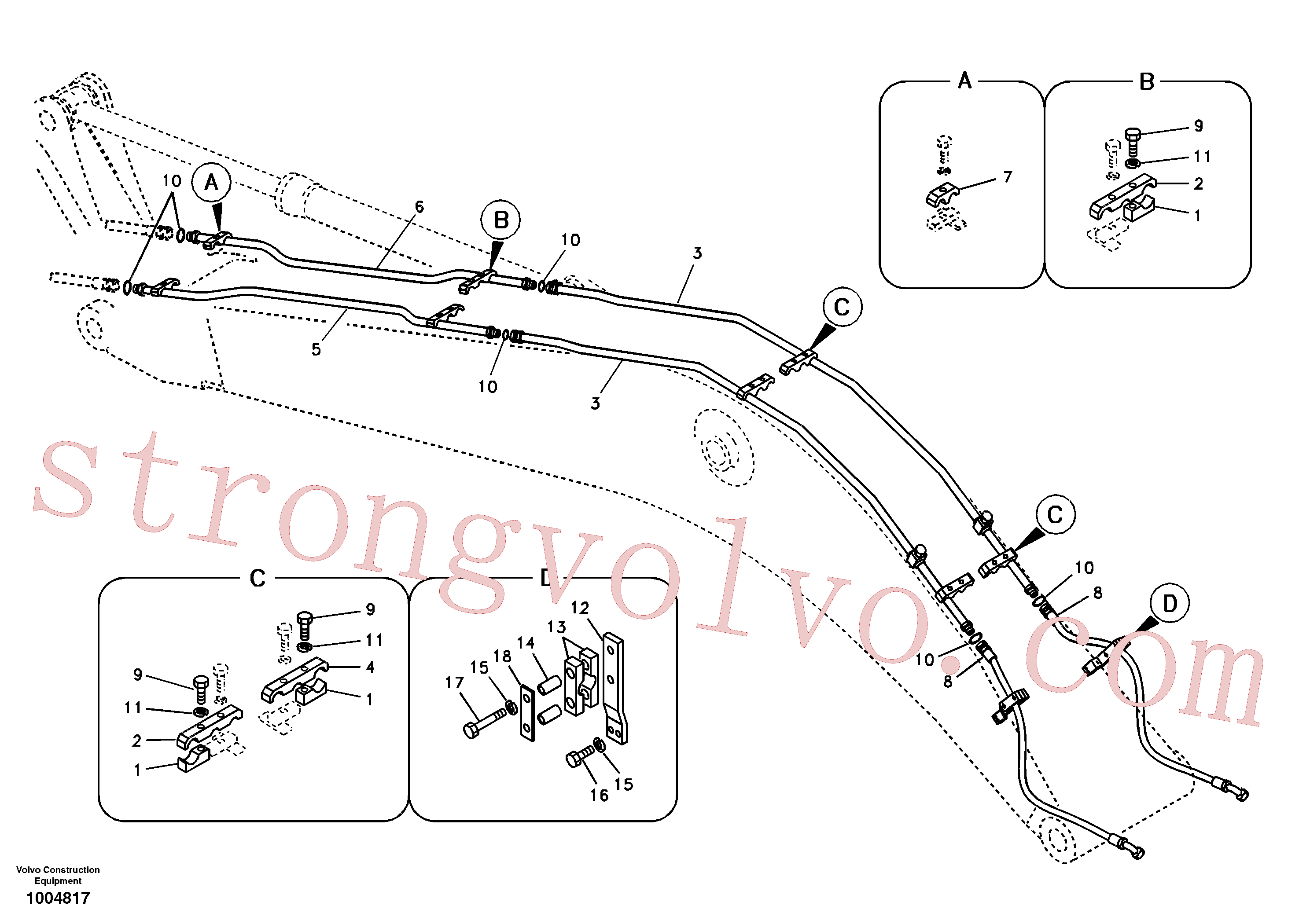 SA1174-50120 Volvo Hidráulica de serviço, martelo e cortador para lança(1004817 Montagem)