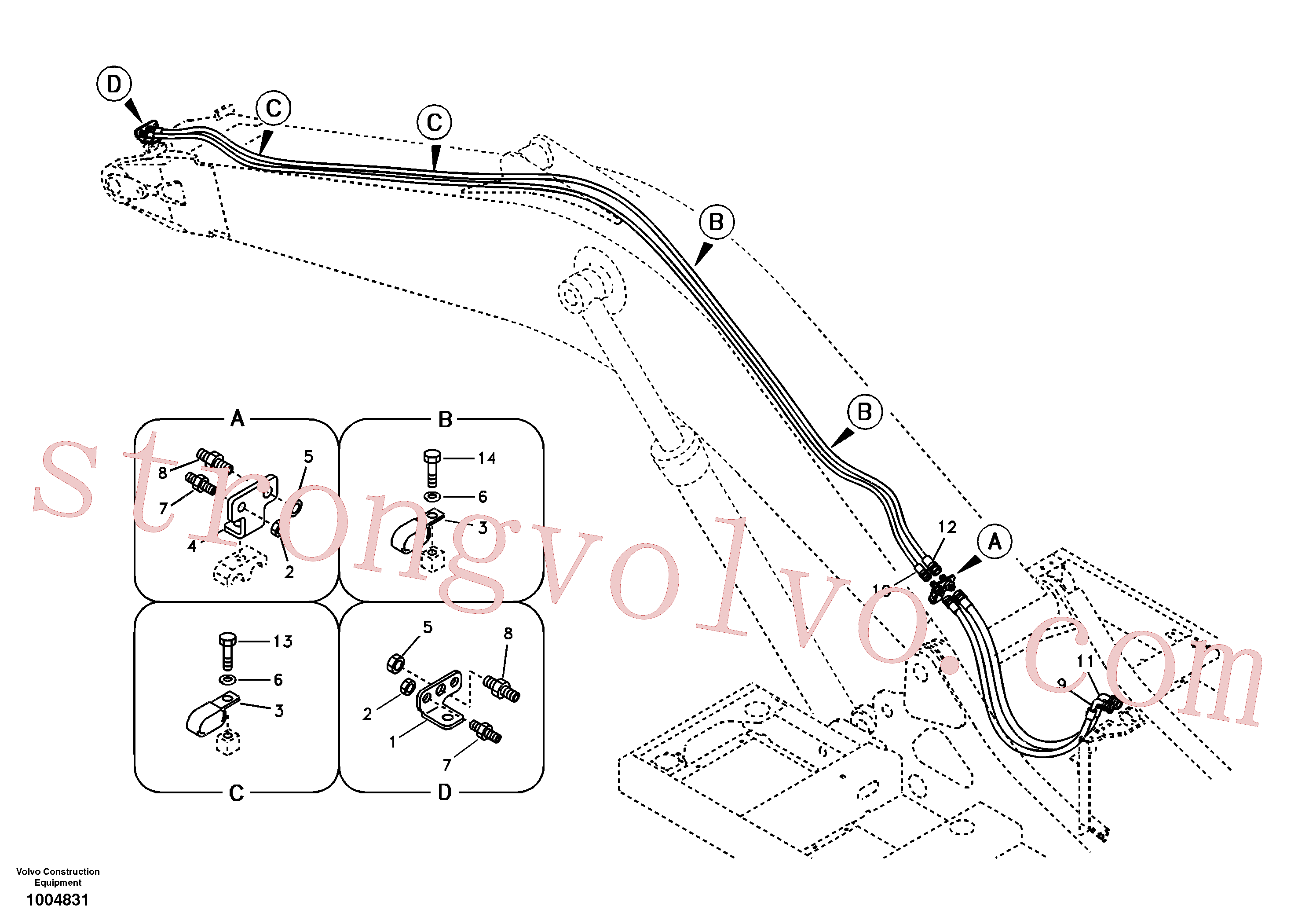 SA9466-03610 Volvo Hidráulica de serviço, encaixe rápido na lança(1004831 Montagem)