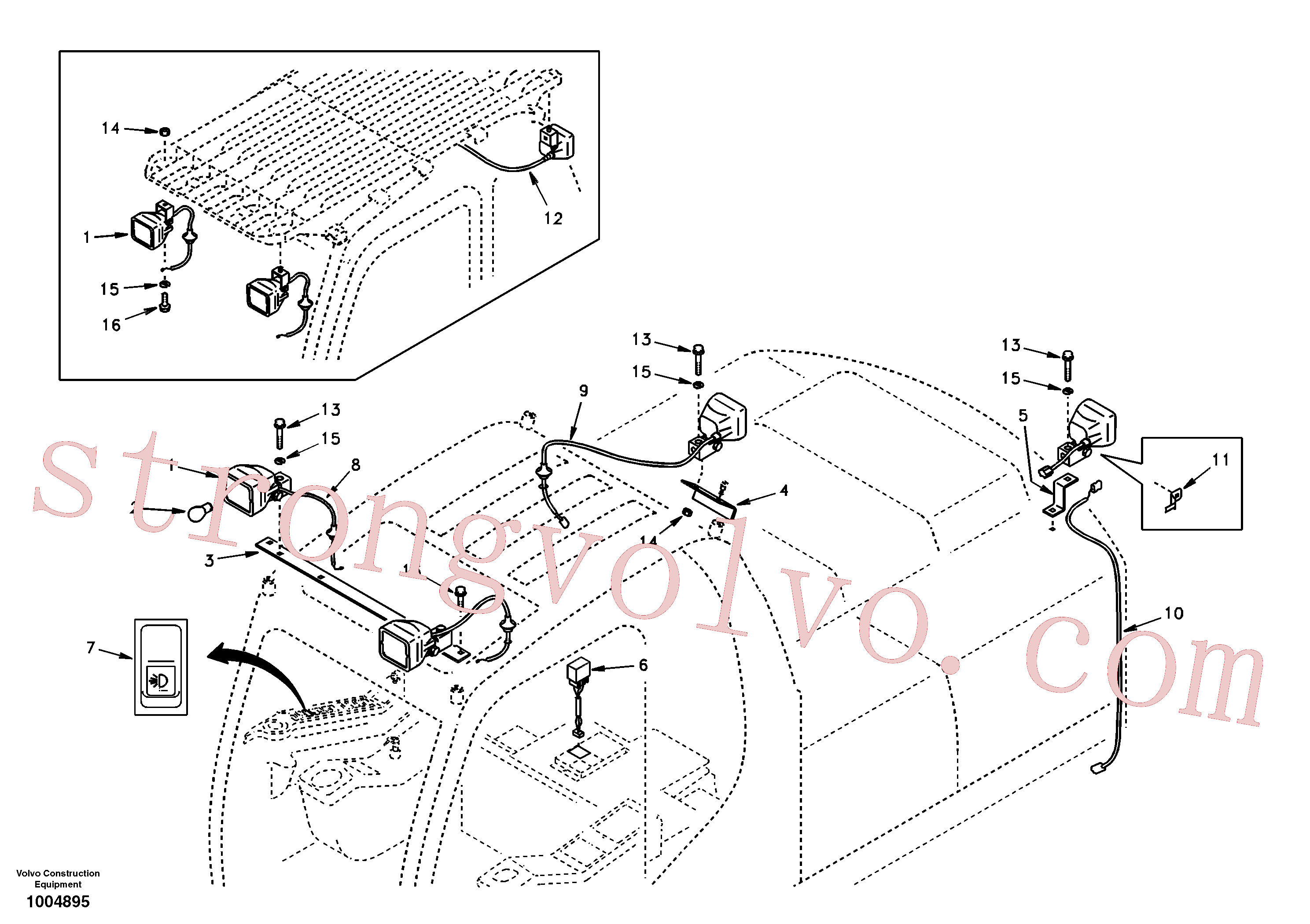 SA9041-21009 Volvo Luzes de trabalho, extra(1004895 Montagem)