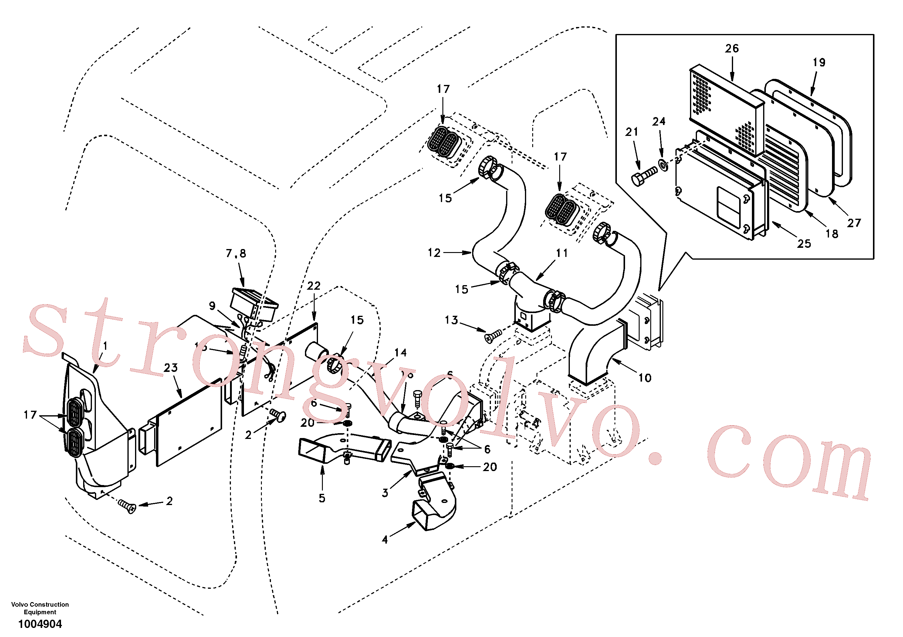 SA2025-02160 Volvo Conduta de ar na cabina e chão da cabina(1004904 Montagem)