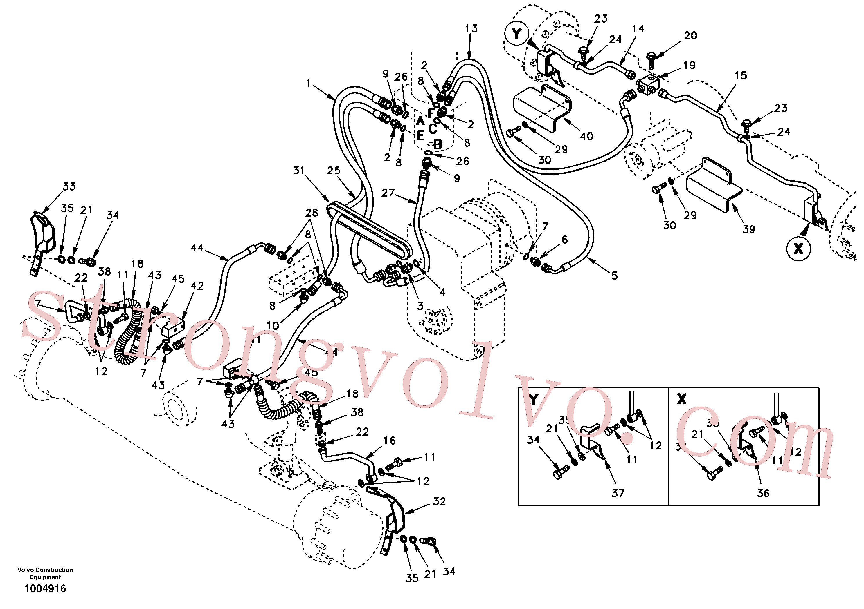 SA9411-95880 Volvo Sistema hidráulico, linha de travão inferior(1004916 Montagem)