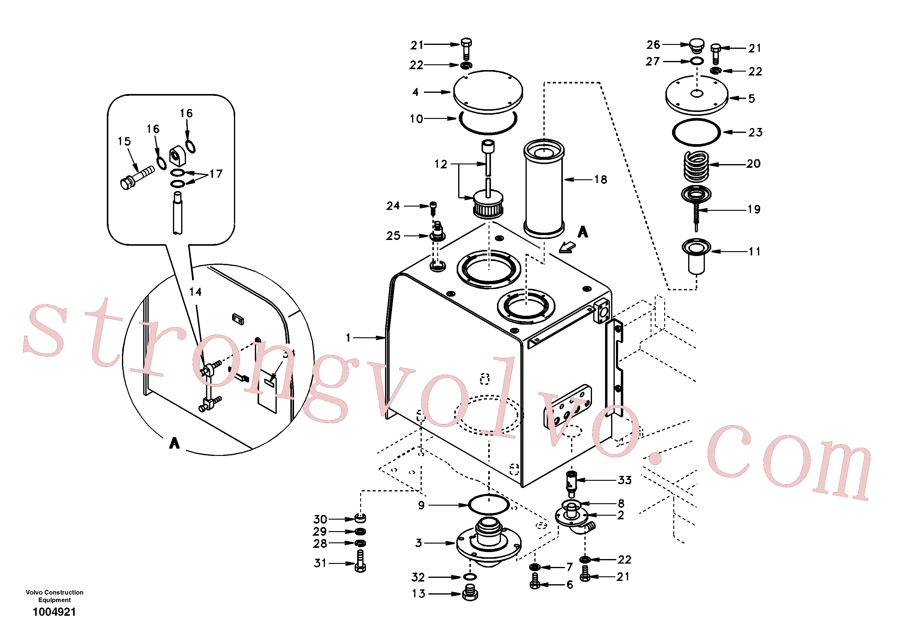 SA1141-01021 Volvo Depósito de óleo hidráulico(1004921 Montagem)