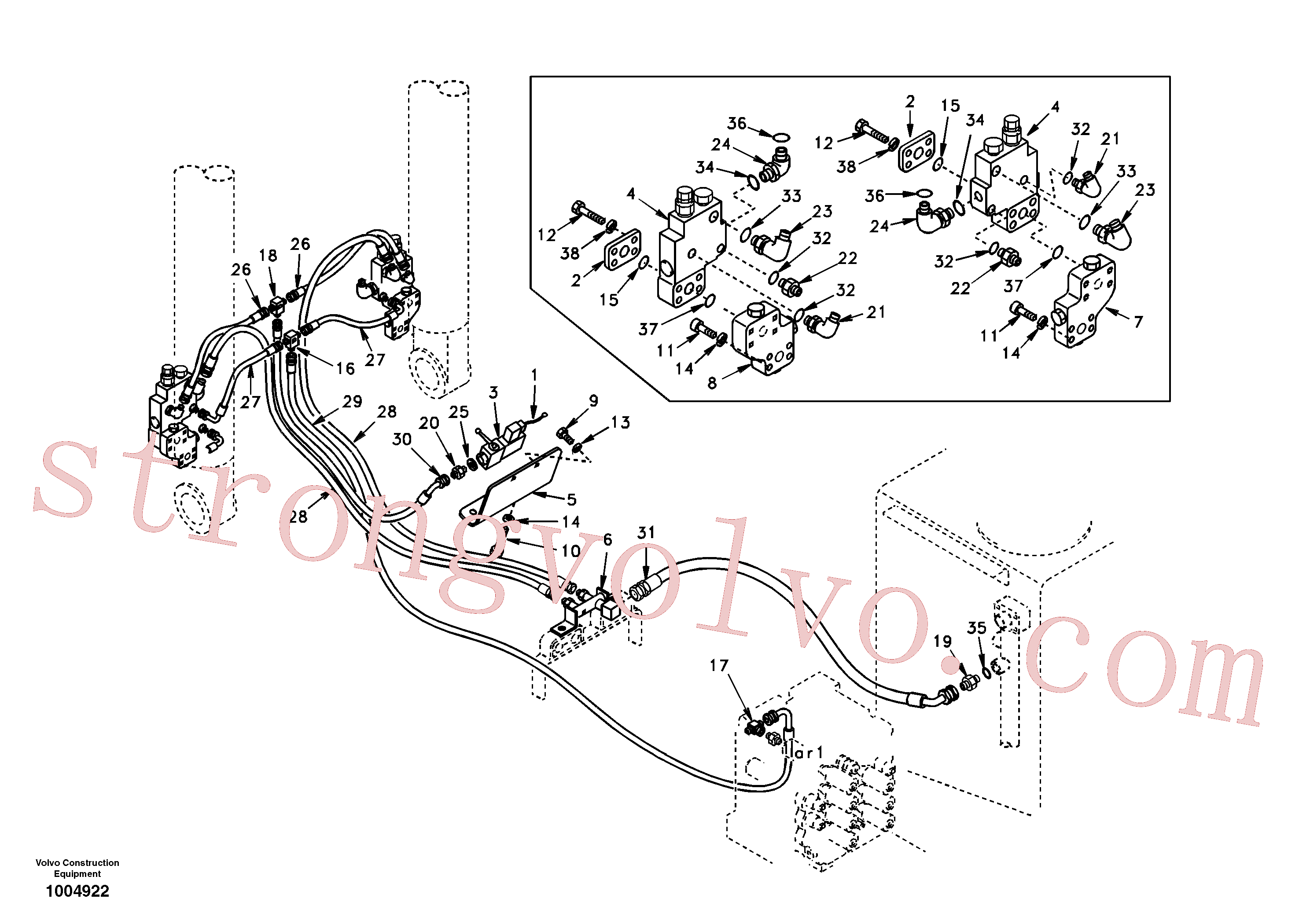 SA9451-03309 Volvo Hidráulica de serviço, ruptura da lança(1004922 Montagem)