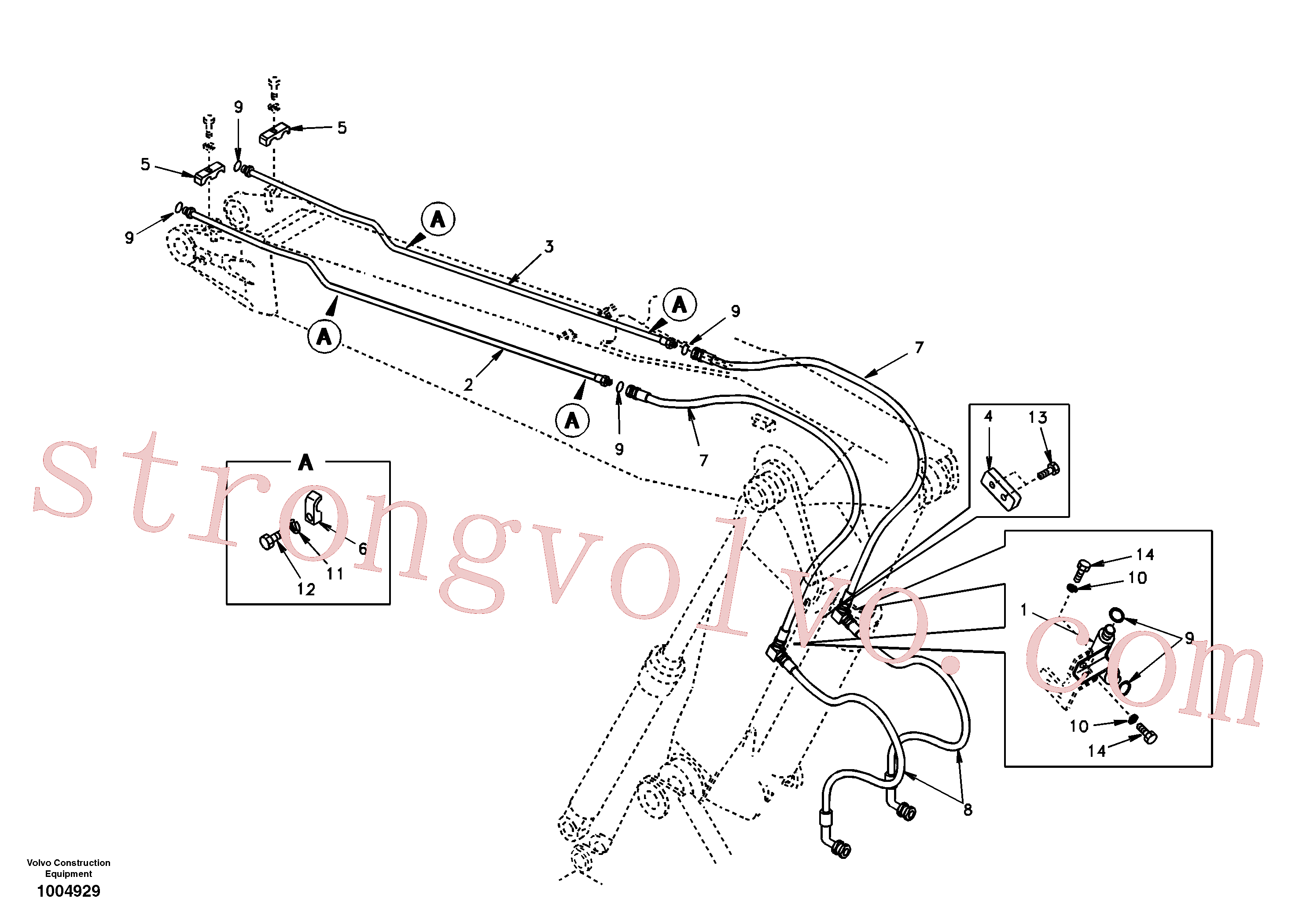 SA9401-06646 Volvo Hidráulica de serviço, martelo e cortador para lança ajustável(1004929 Montagem)
