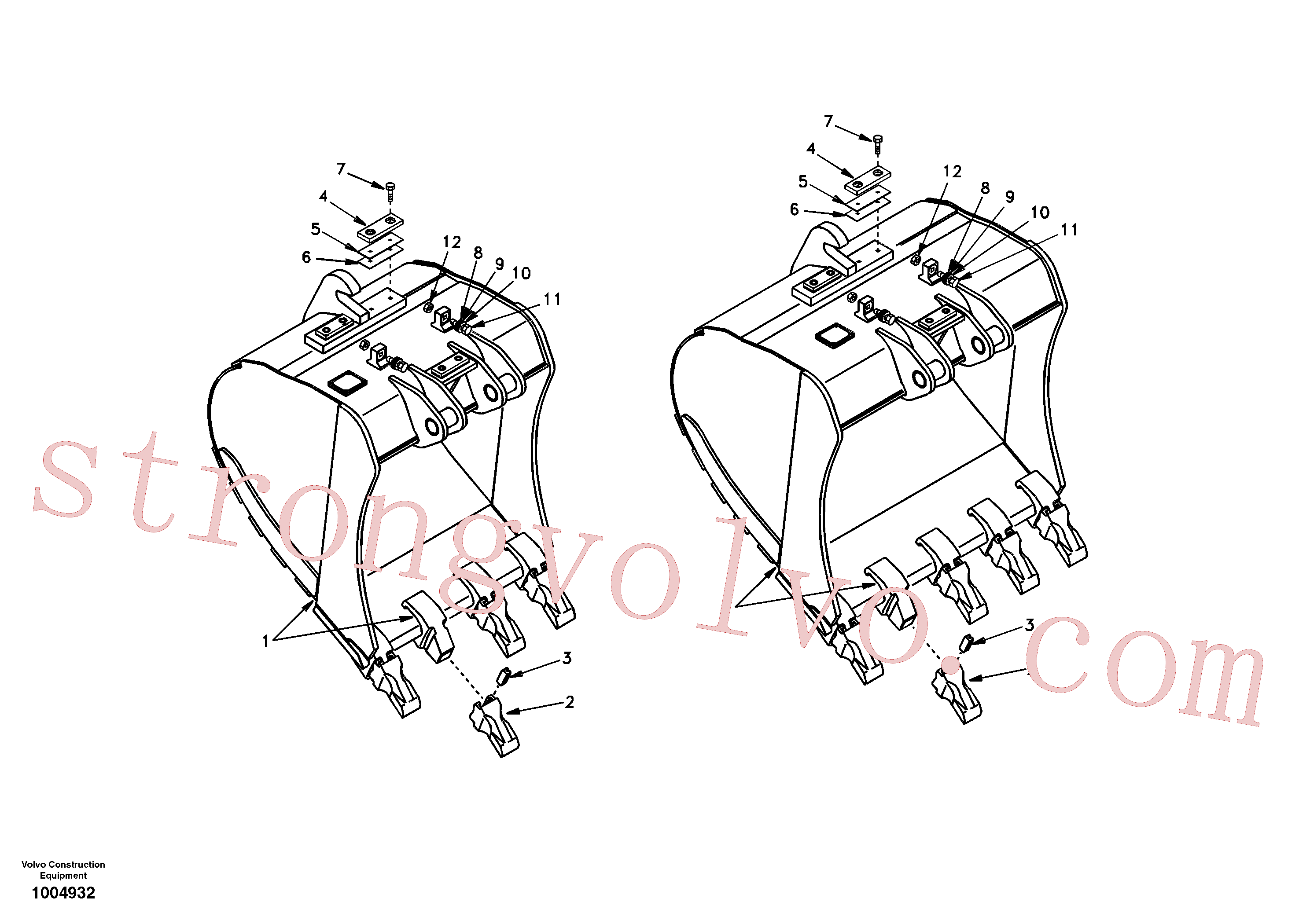 SA1171-75340 Volvo Baldes para Quickfit (engate rápido)(1004932 Montagem)