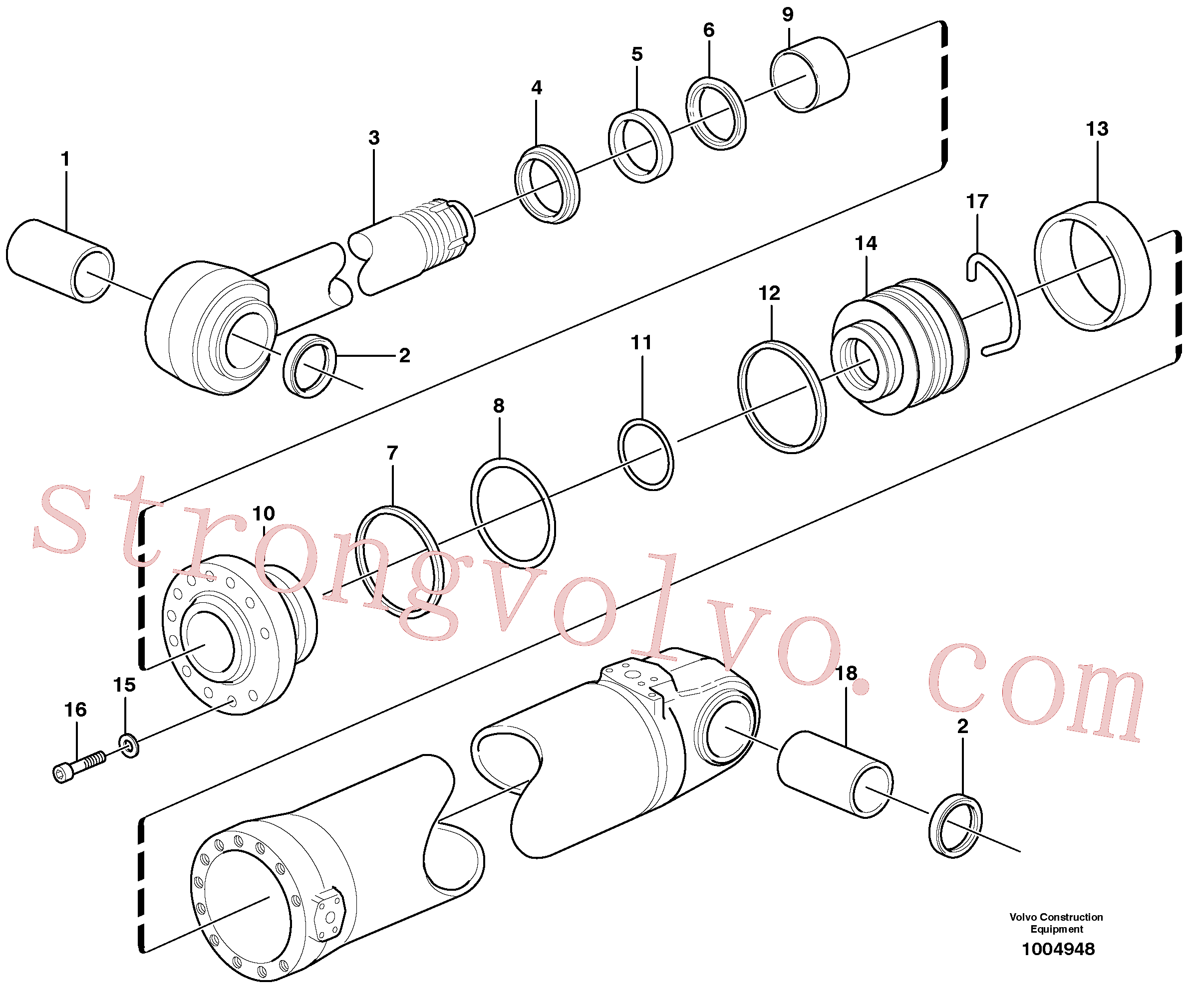 VOE11005427 Volvo Cilindro hidráulico, rotação(1004948 Montagem)