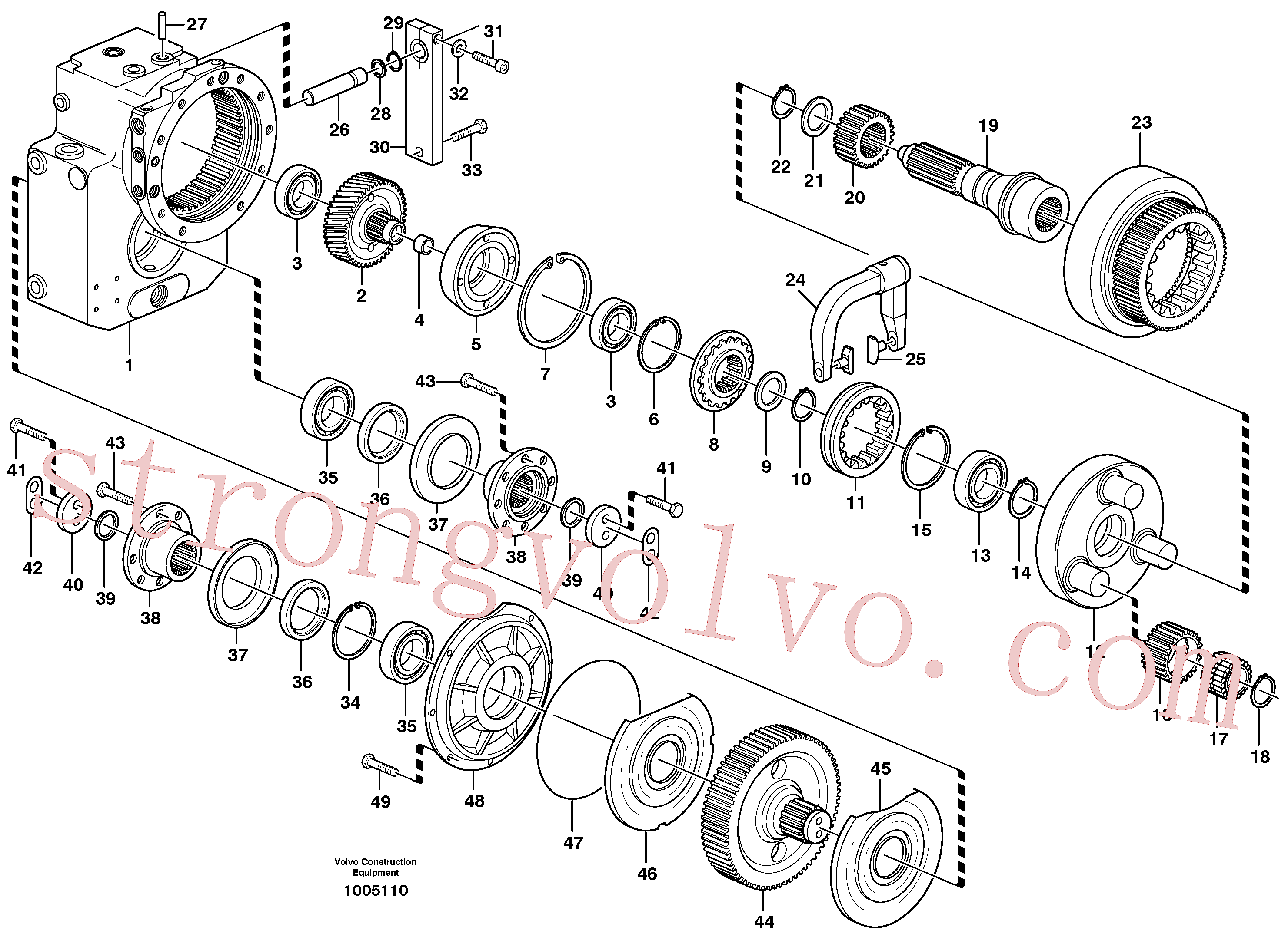 VOE14375091 Volvo Caixa de transferência, engrenagens e veios(1005110 Montagem)