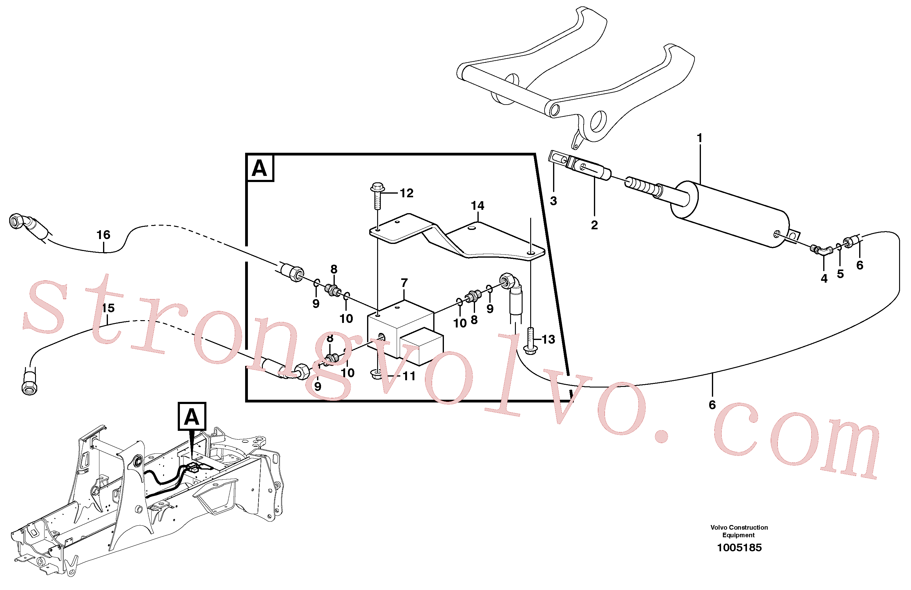 VOE11715259 Volvo Sistema hidráulico, cilindro de bloqueio(1005185 Montagem)