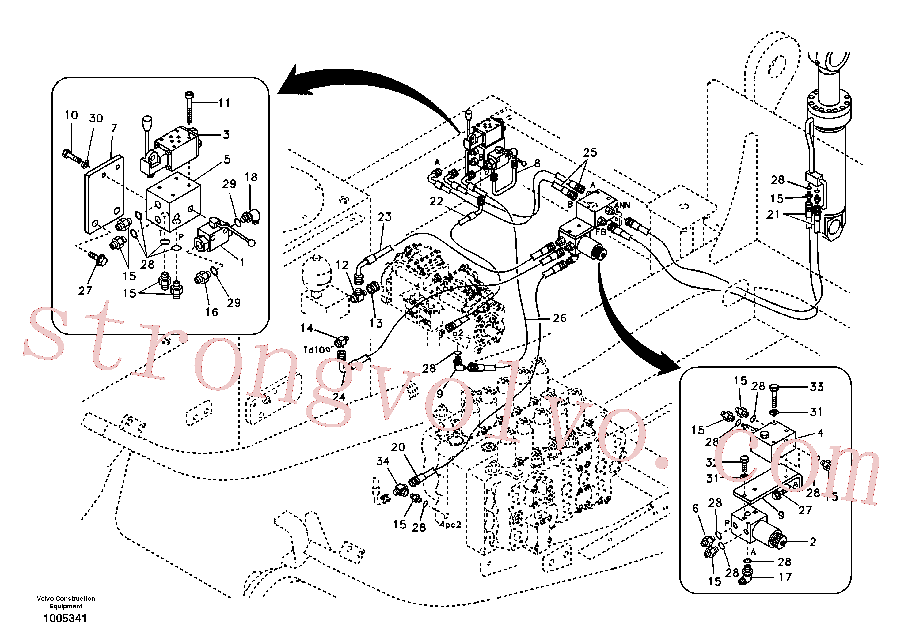 SA9011-20615 Volvo Sistema hidráulico de trabalho, remoção de contrapeso.(1005341 Montagem)