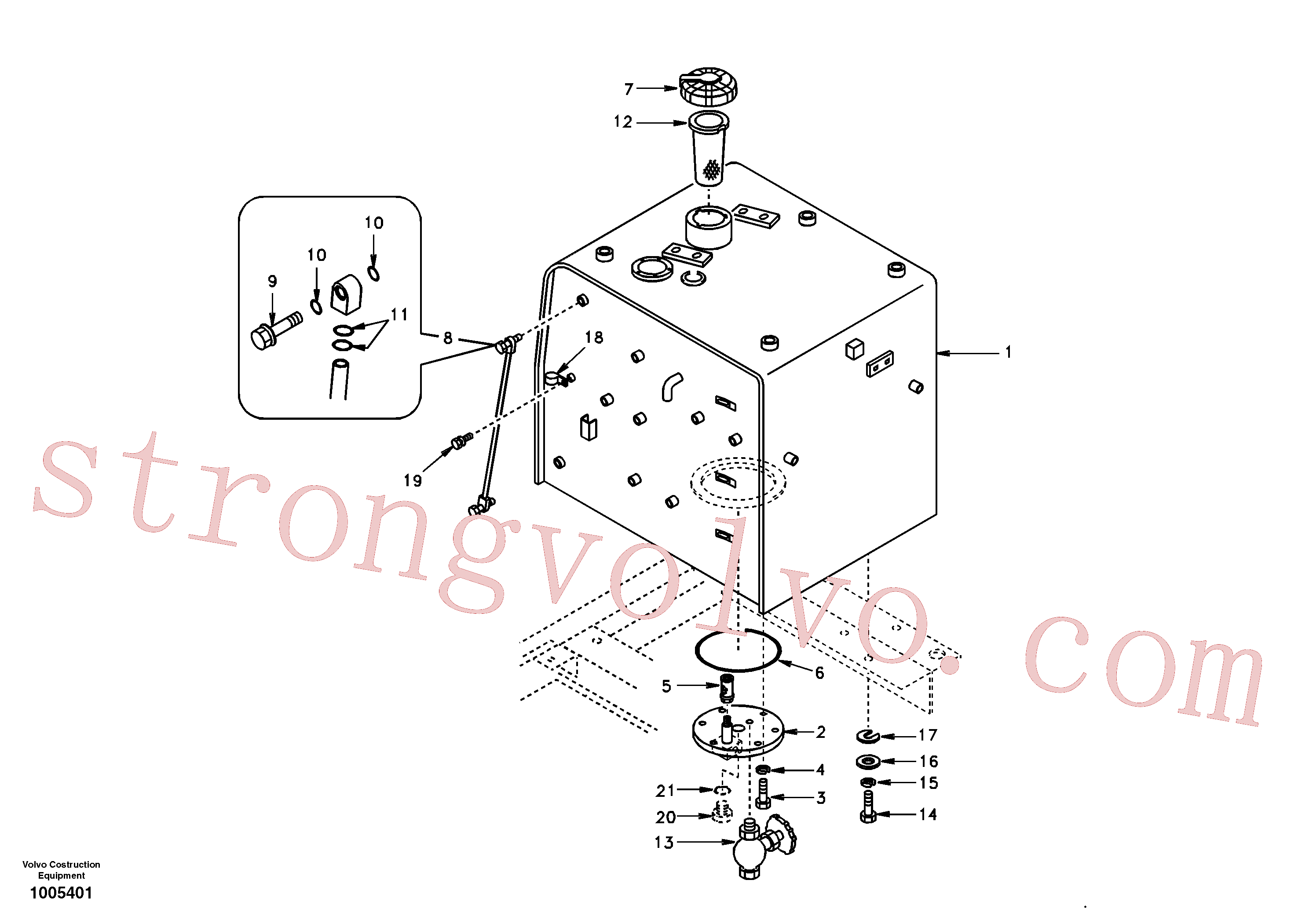 SA1010-60030 Volvo Depósito de combustível com acessórios(1005401 Montagem)