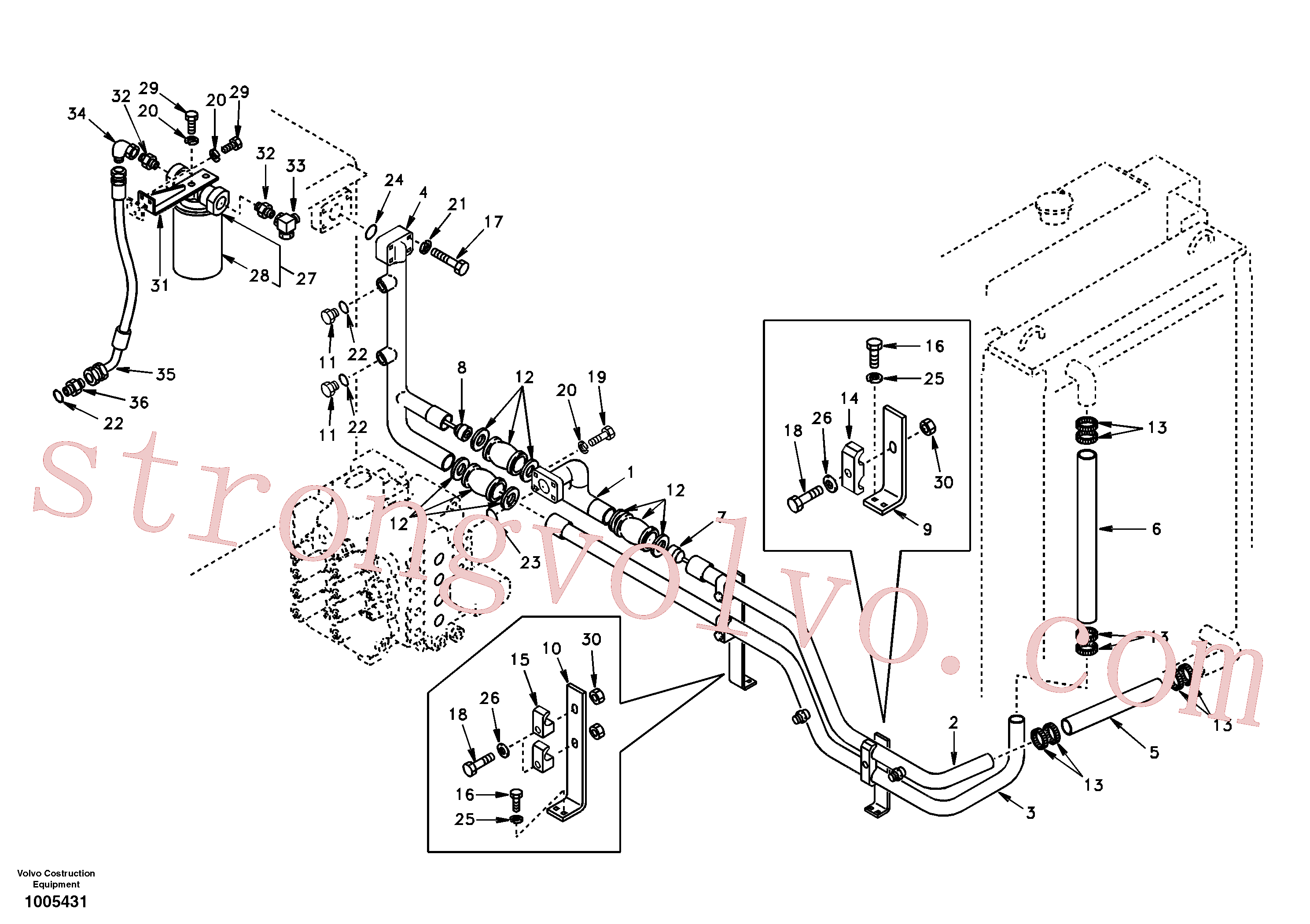 SA9412-43190 Volvo Sistema hidráulico, tanque hidráulico para o refrigerador de óleo hidráulico(1005431 Montagem)