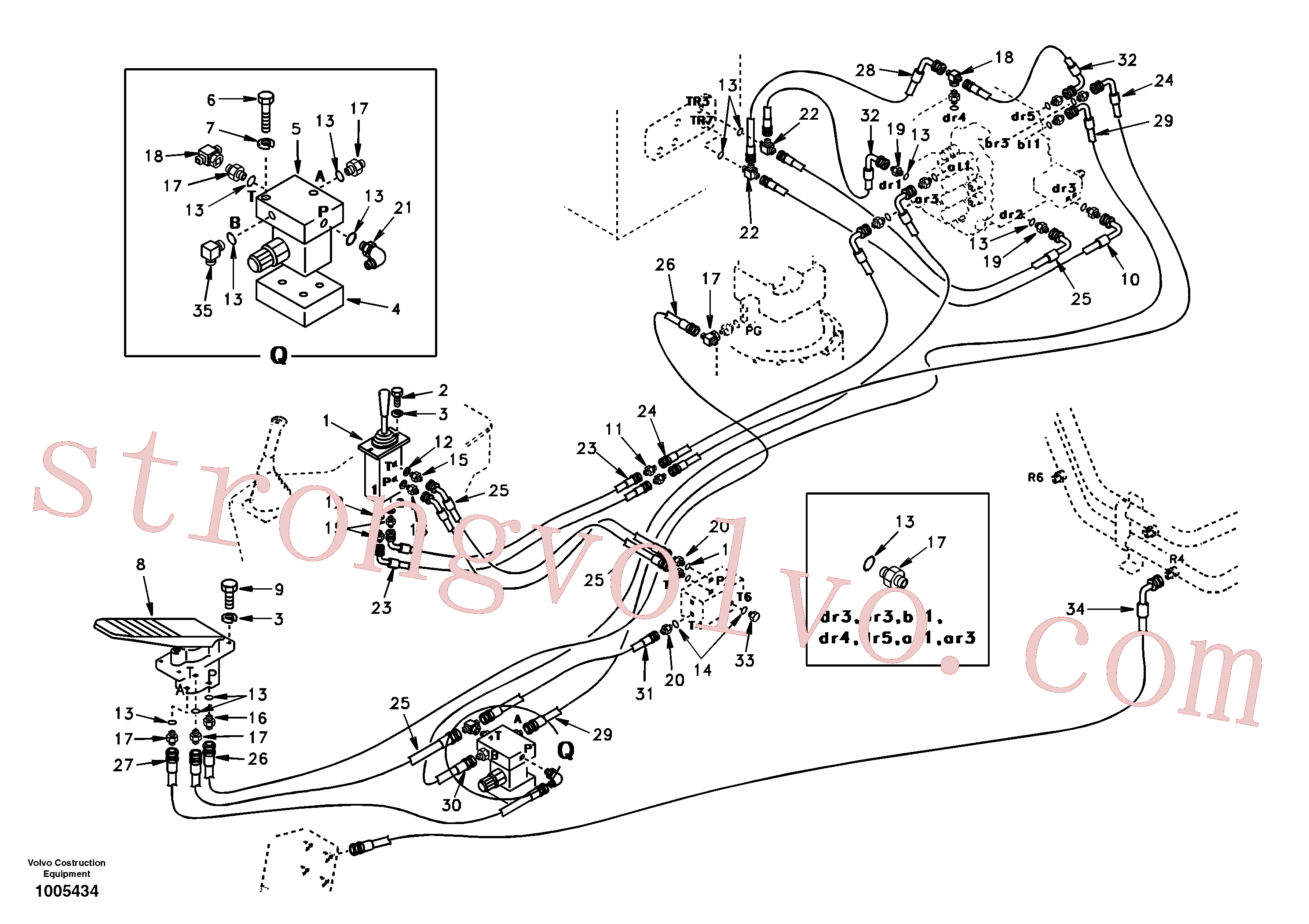 SA1040-74450 Volvo Sistema servomotor, válvula de comando para pedal da válvula de comando(1005434 Montagem)