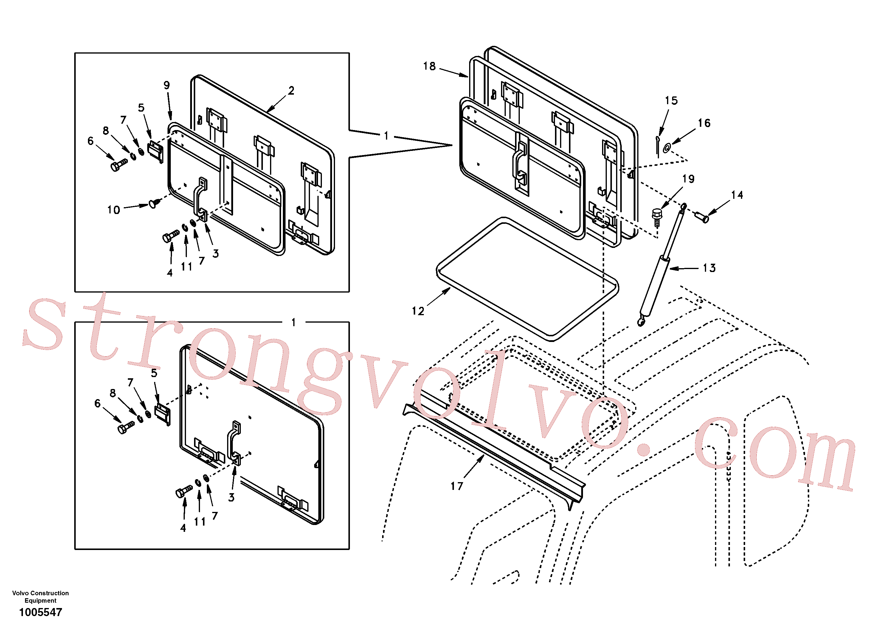 SA9011-10603 Volvo Escotilha do tejadilho(1005547 Montagem)