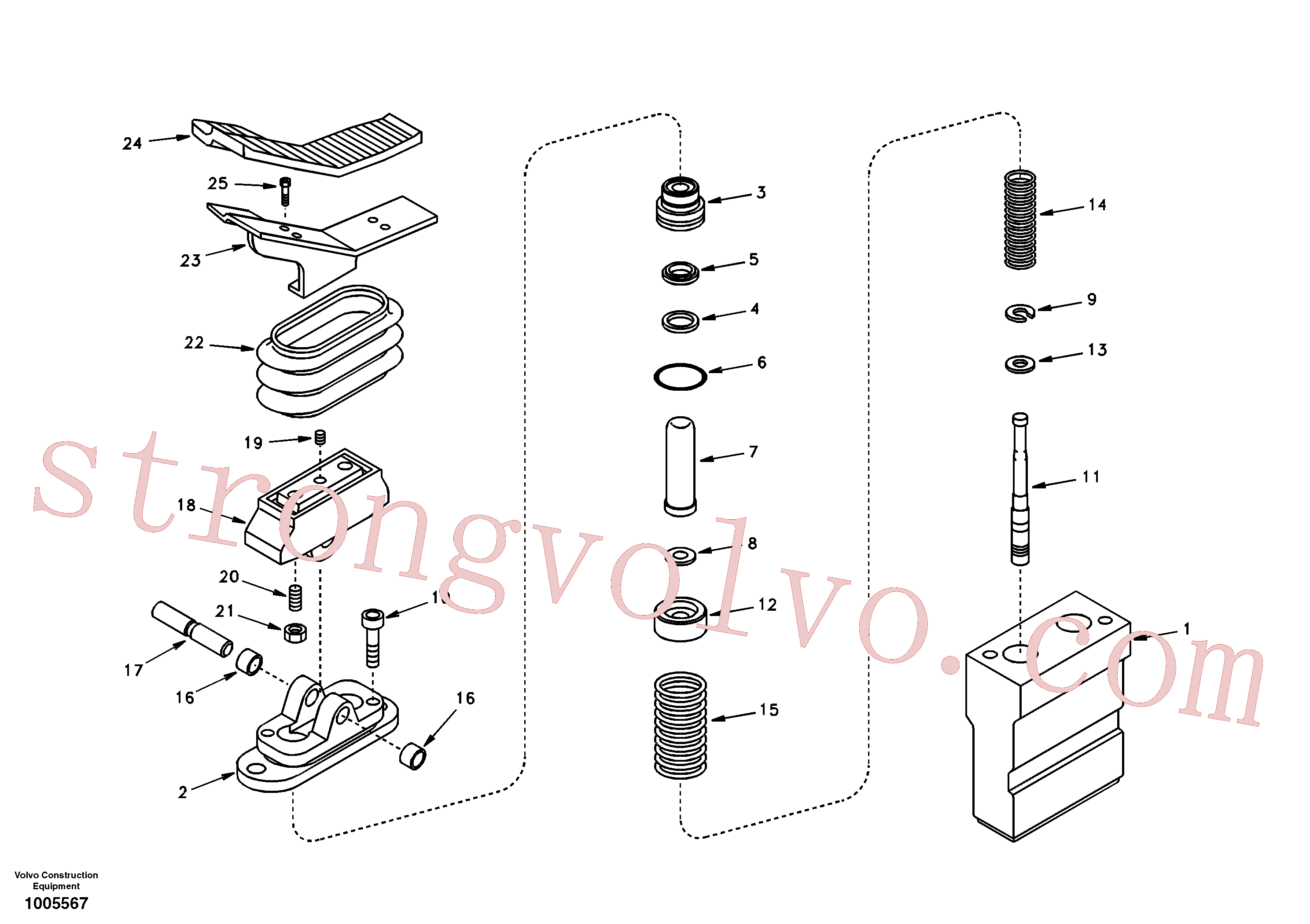 SA8230-28030 Volvo Hidráulica de serviço, pedal da válvula de comando à distância para martelo e cortador(1005567 Montagem)