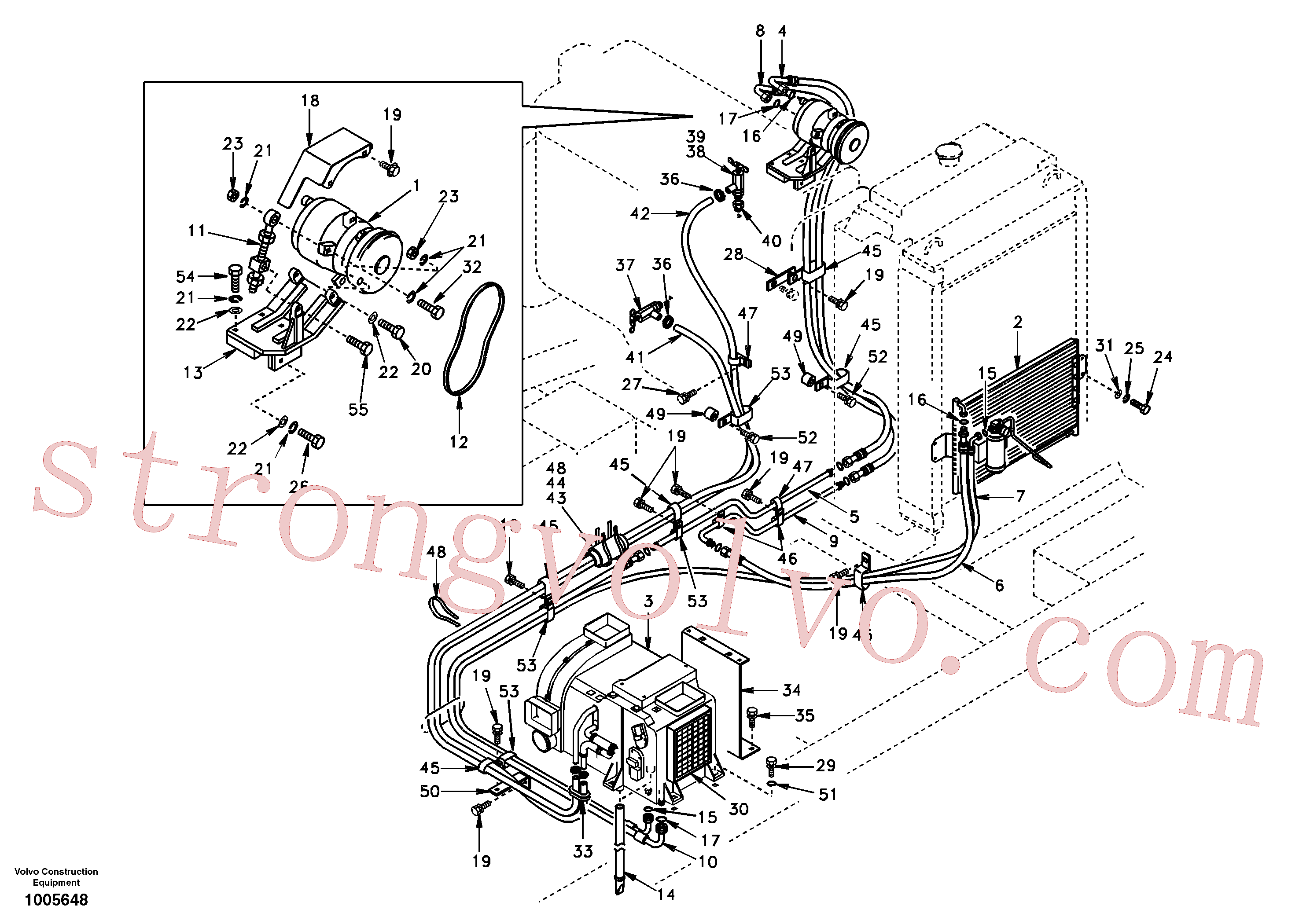 SA1020-00671 Volvo Linha do ar condicionado, refrigeração e aquecimento(1005648 Montagem)