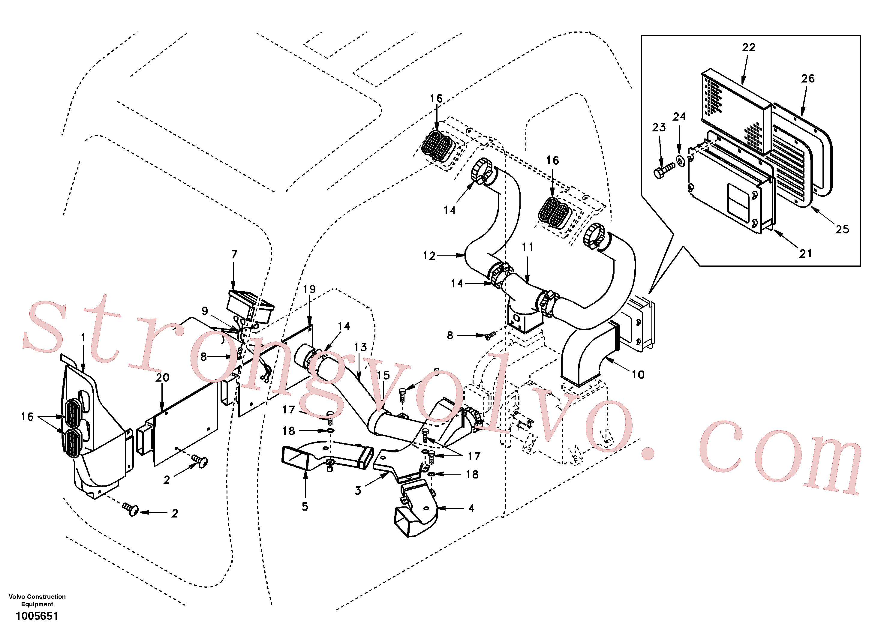 SA2025-02160 Volvo Conduta de ar na cabina e chão da cabina(1005651 Montagem)