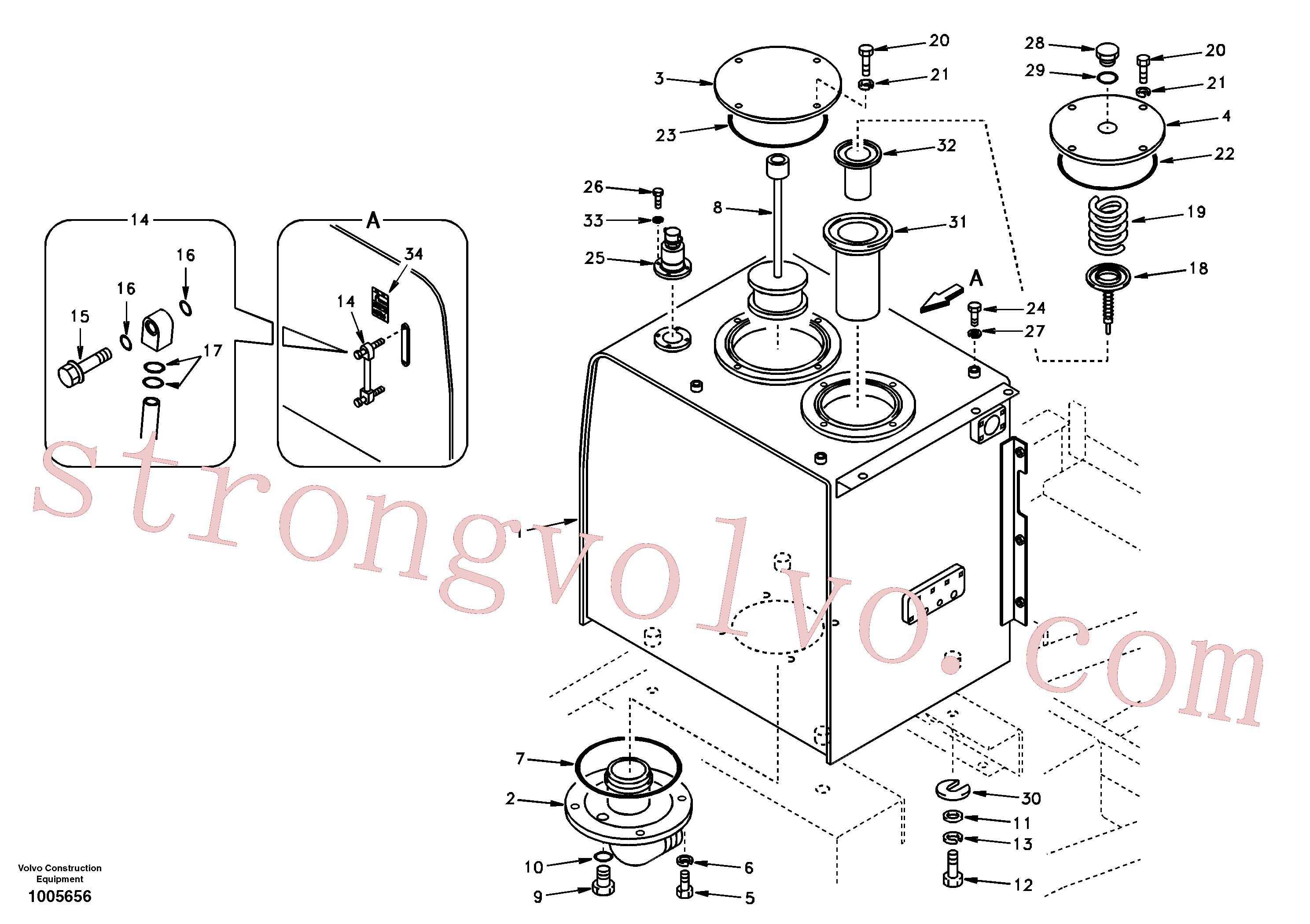 Volvo Acessórios para escavadeira SA1141-02100 Hydr fluid tank Acessórios