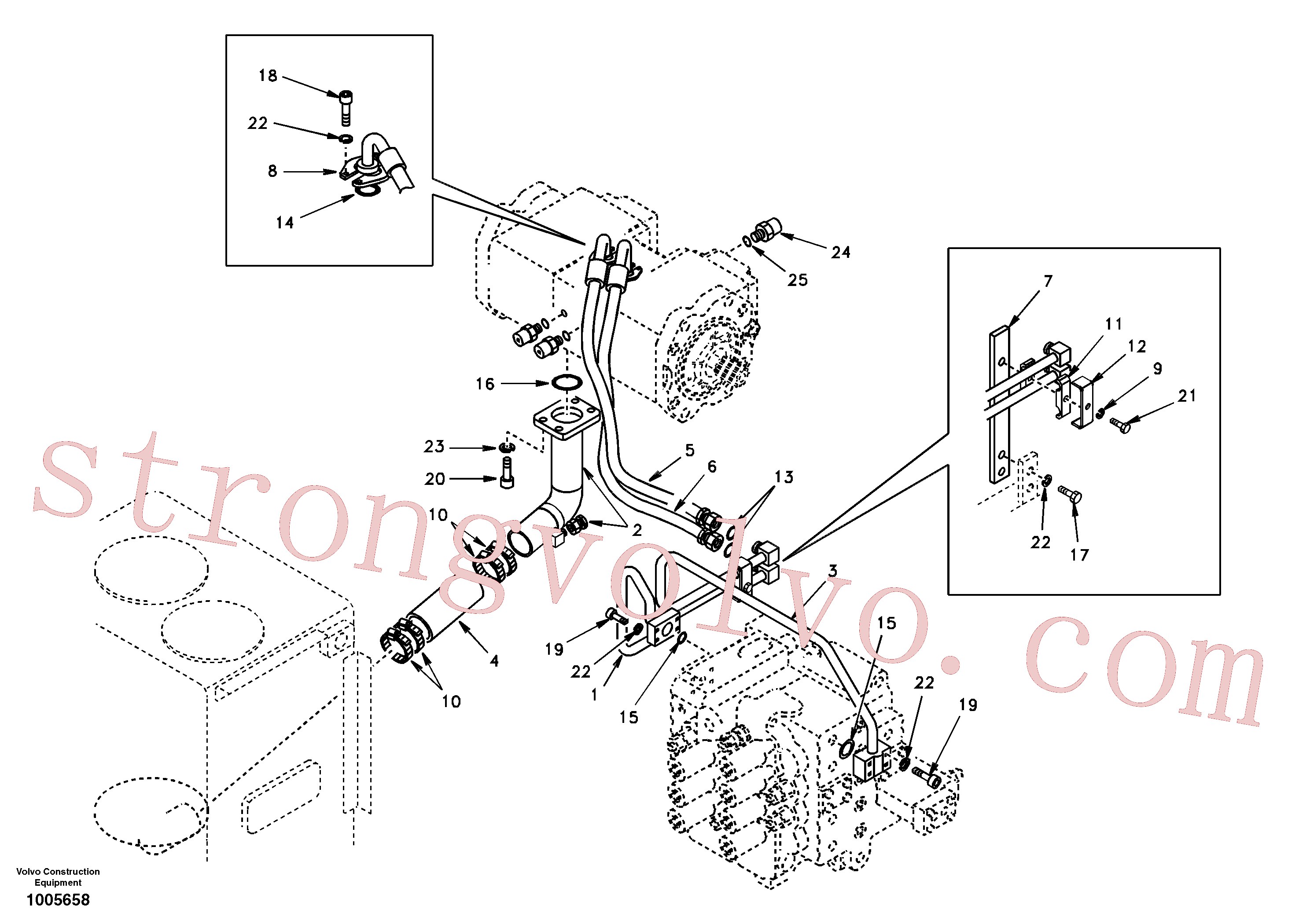 SA9011-21010 Volvo Sistema hidráulico, tanque hidráulico para a bomba hidráulica(1005658 Montagem)