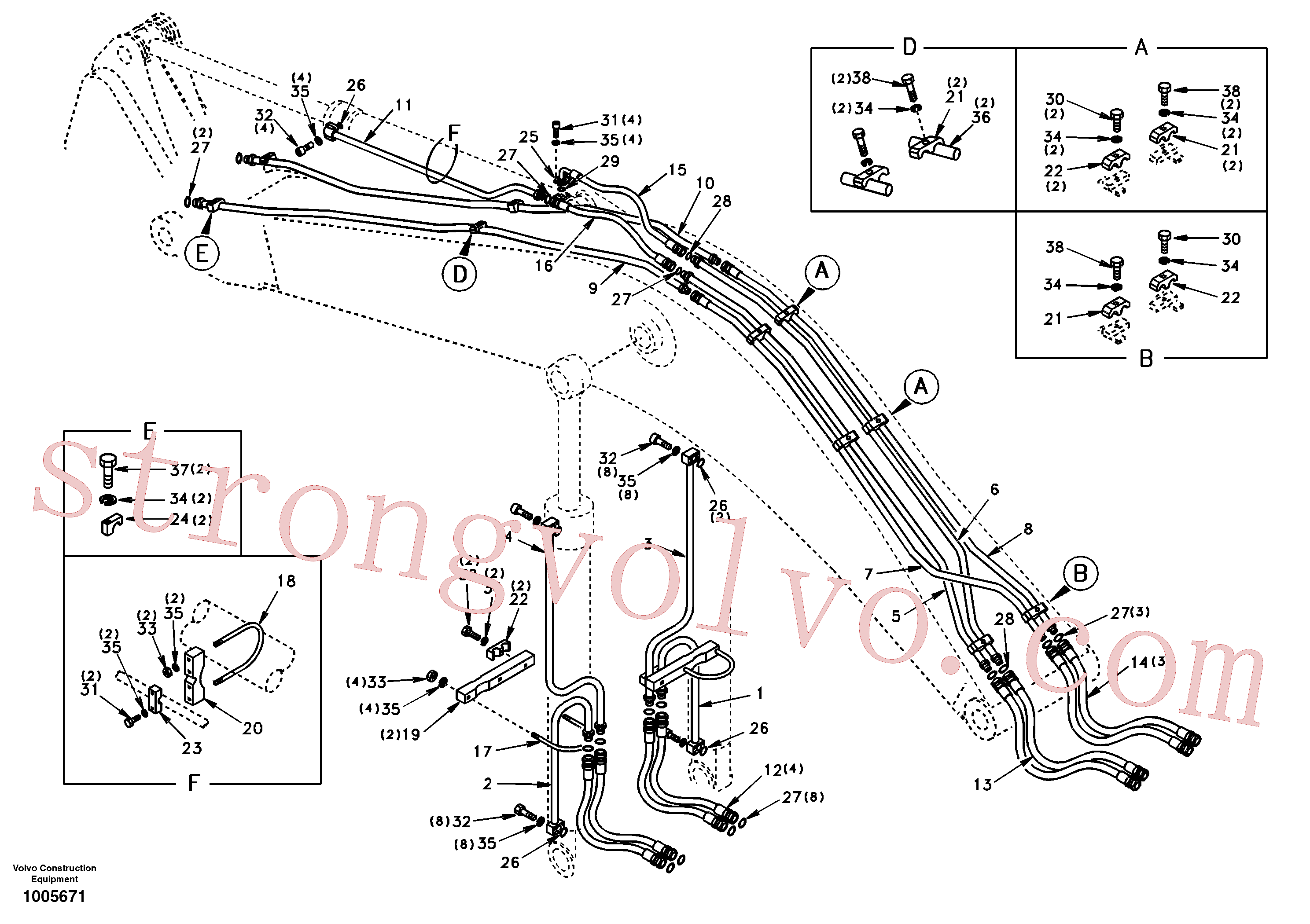 SA9401-05629 Volvo Hidráulica de serviço, lança(1005671 Montagem)