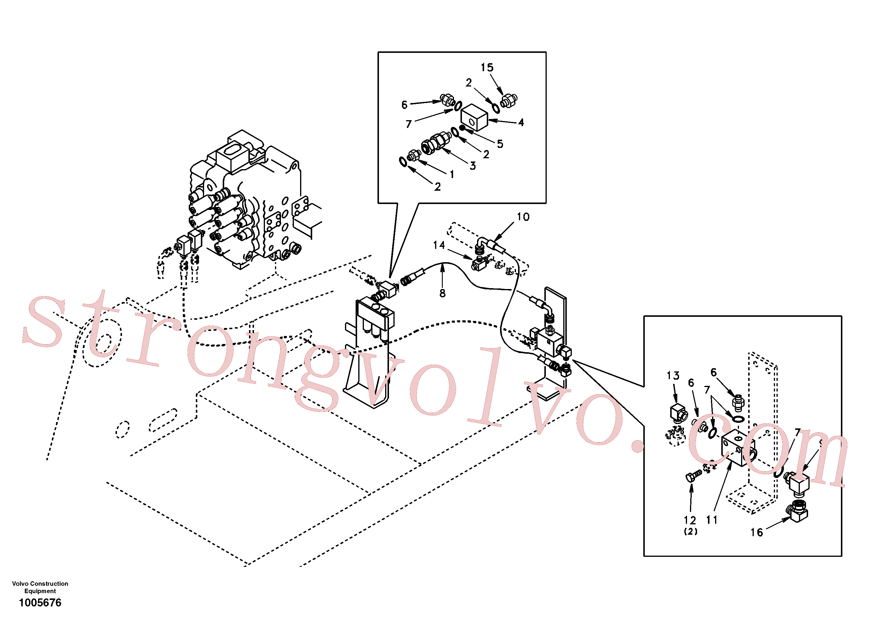 SA1174-56810 Volvo Hidráulica de serviço, martelo e cortador para fluxo da bomba auxiliar(1005676 Montagem)
