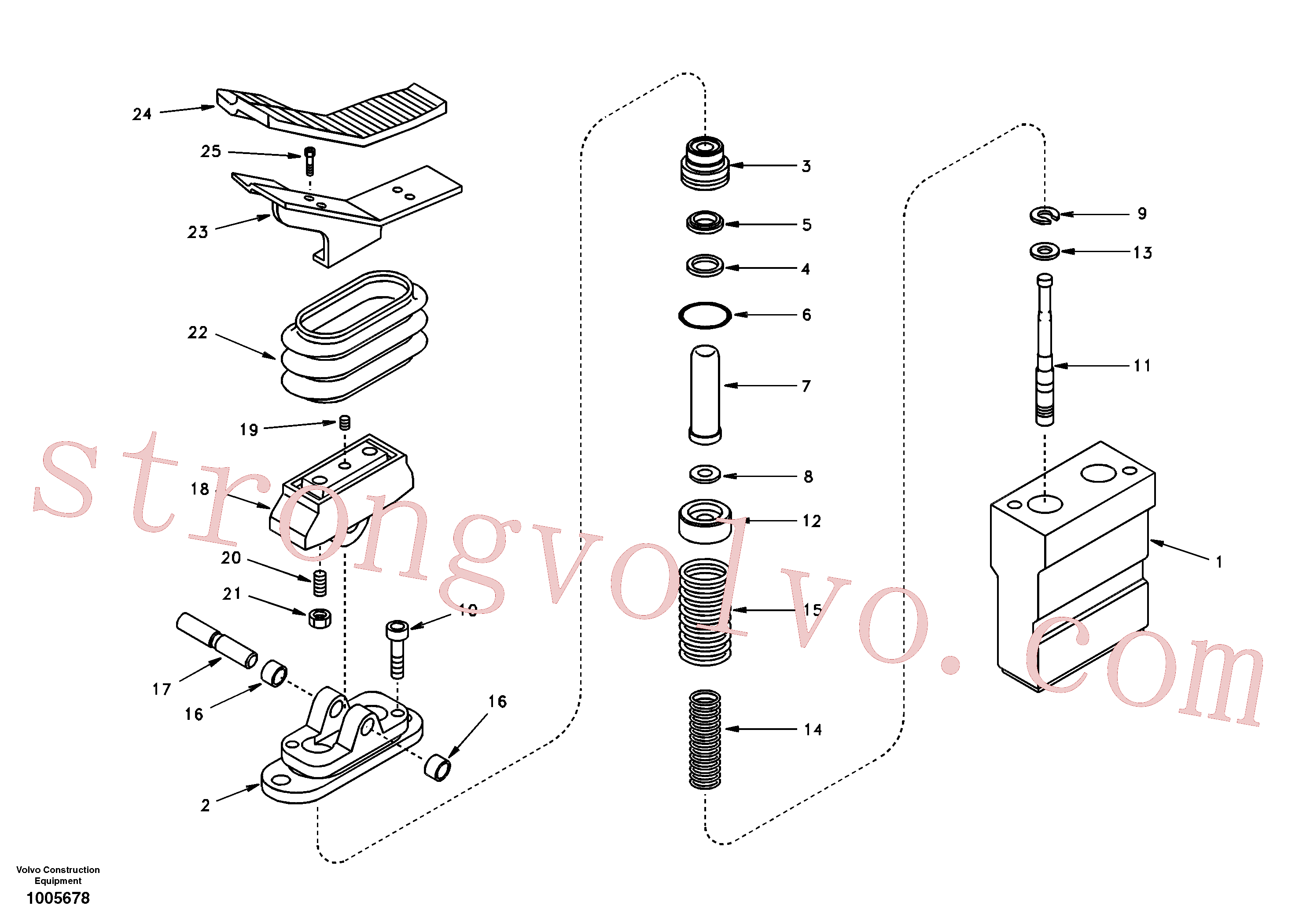 SA8230-28030 Volvo Hidráulica de serviço, pedal da válvula de comando à distância para lança ajustável(1005678 Montagem)