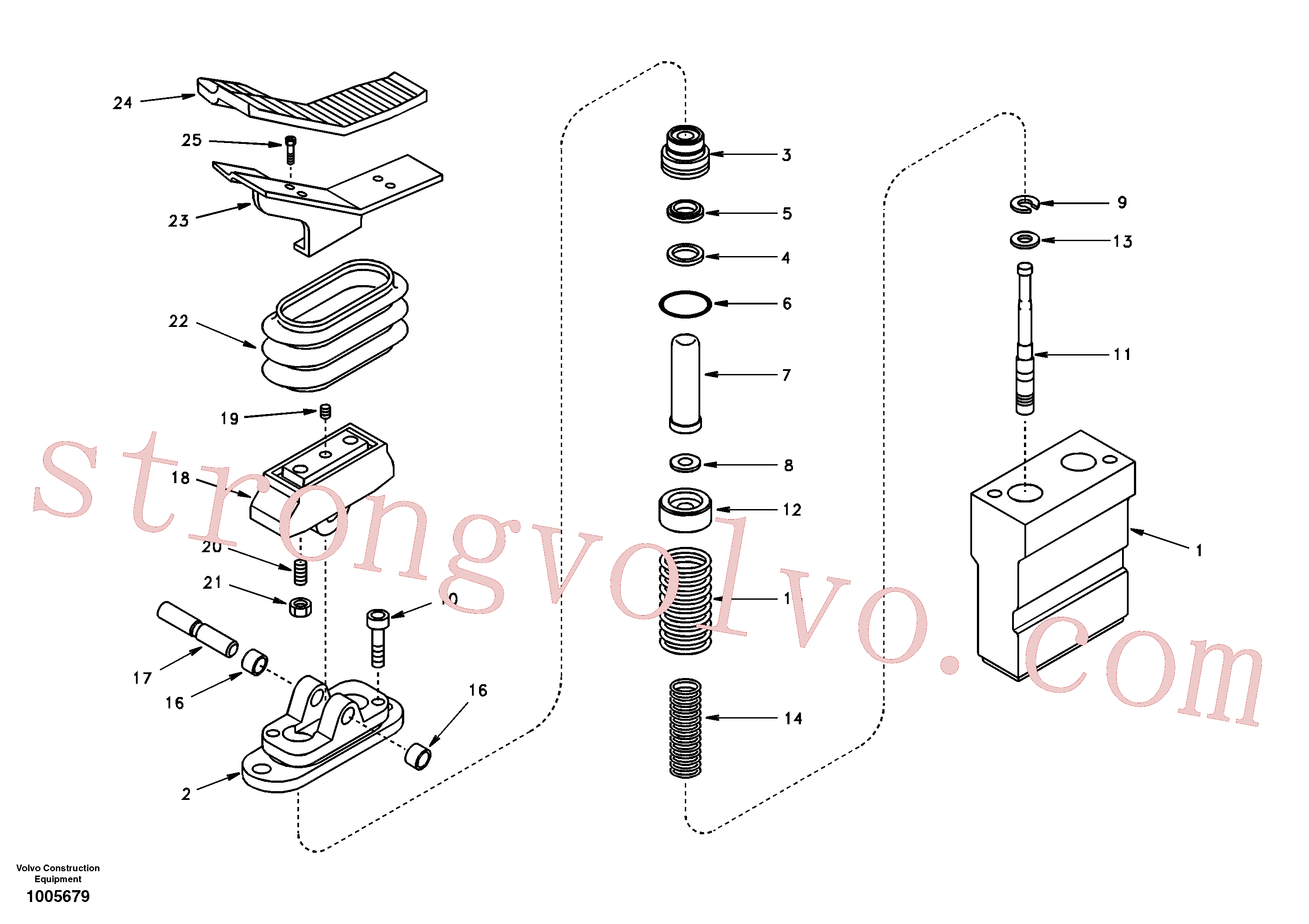 SA8230-28030 Volvo Hidráulica de serviço, pedal da válvula de comando à distância para martelo e cortador(1005679 Montagem)